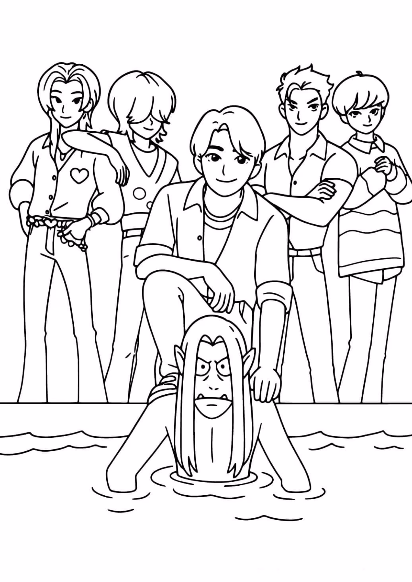 Saja boys e para colorir — desenho para imprimir