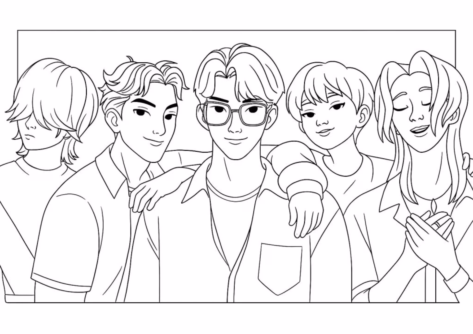 Saja boys e para colorir — desenho para imprimir