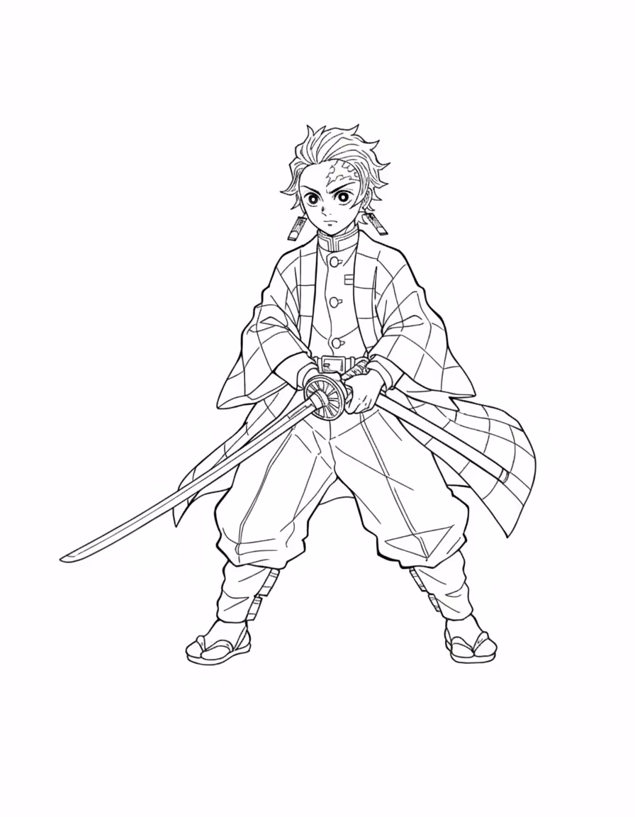 Demon slayer clean para colorir — desenho para imprimir