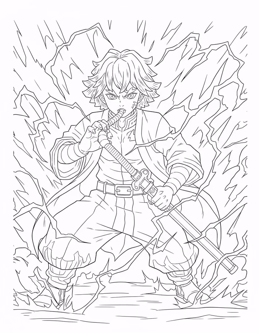 Demon slayer clean para colorir — desenho para imprimir