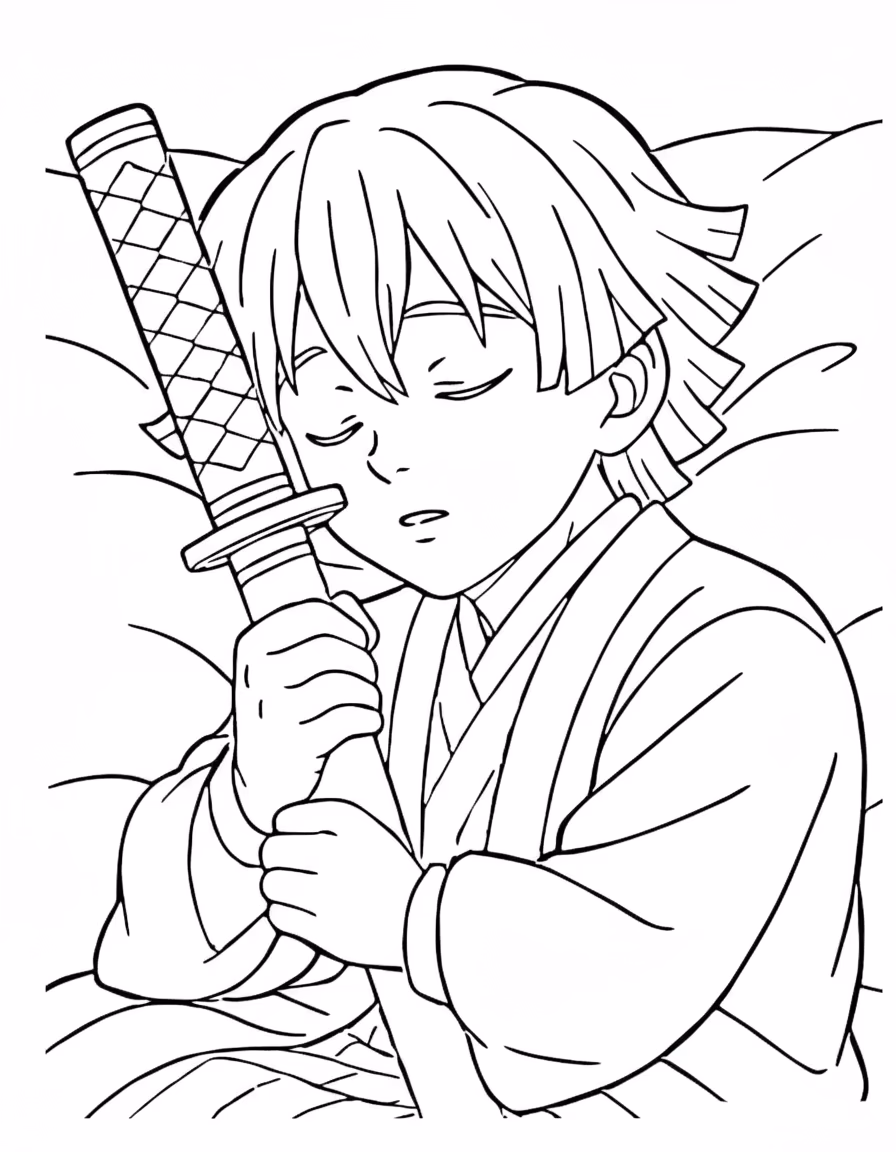 Demon slayer clean para colorir — desenho para imprimir