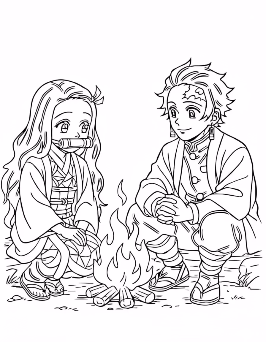 Demon slayer clean para colorir — desenho para imprimir