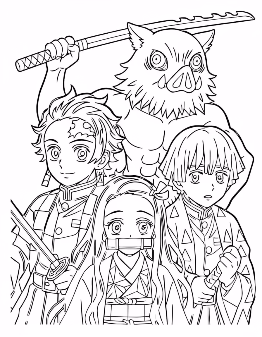 Demon slayer clean para colorir — desenho para imprimir