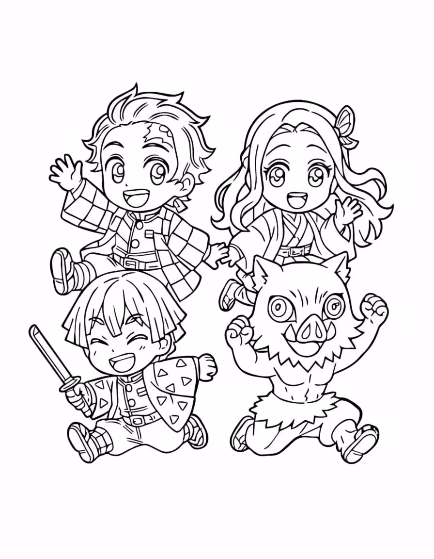 Demon slayer clean para colorir — desenho para imprimir
