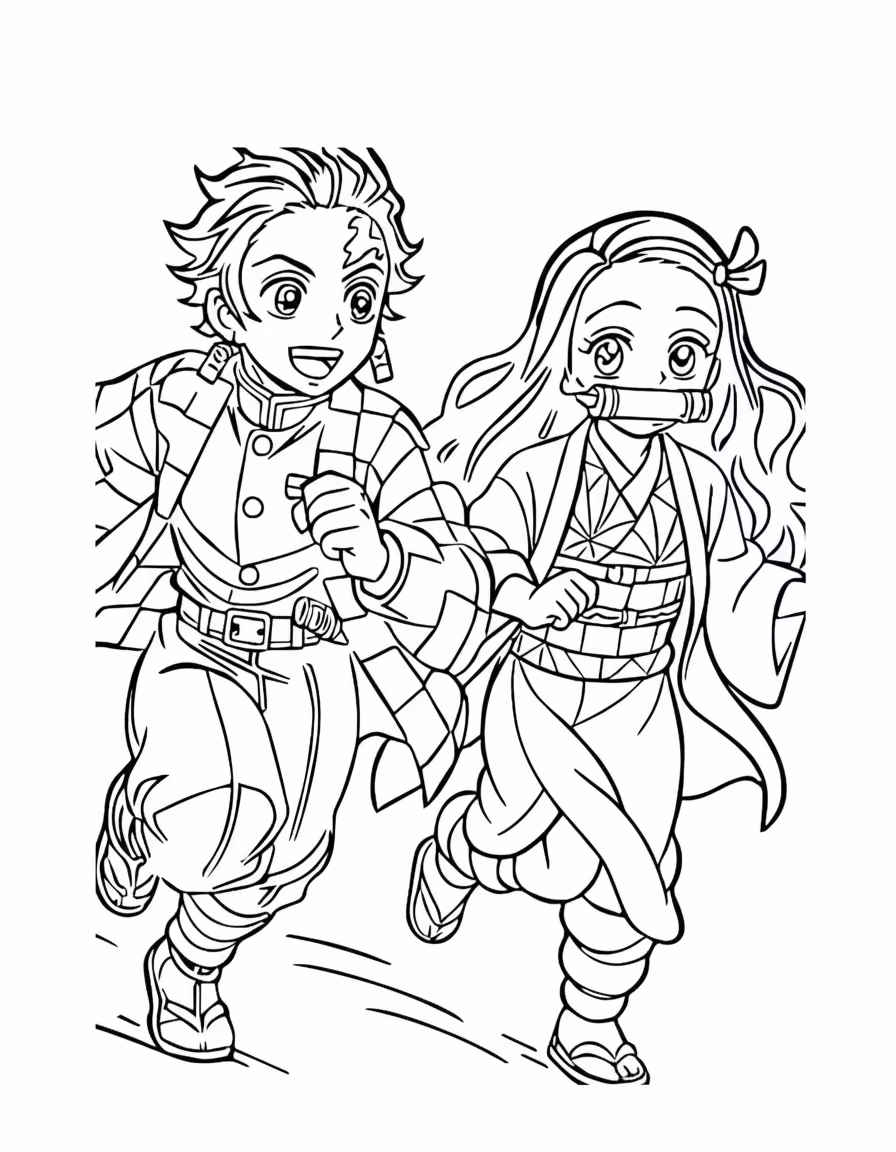 Demon slayer clean para colorir — desenho para imprimir