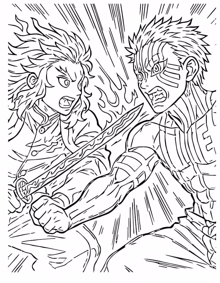 Demon slayer clean para colorir — desenho para imprimir