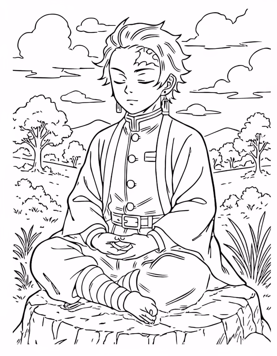 Demon slayer clean para colorir — desenho para imprimir
