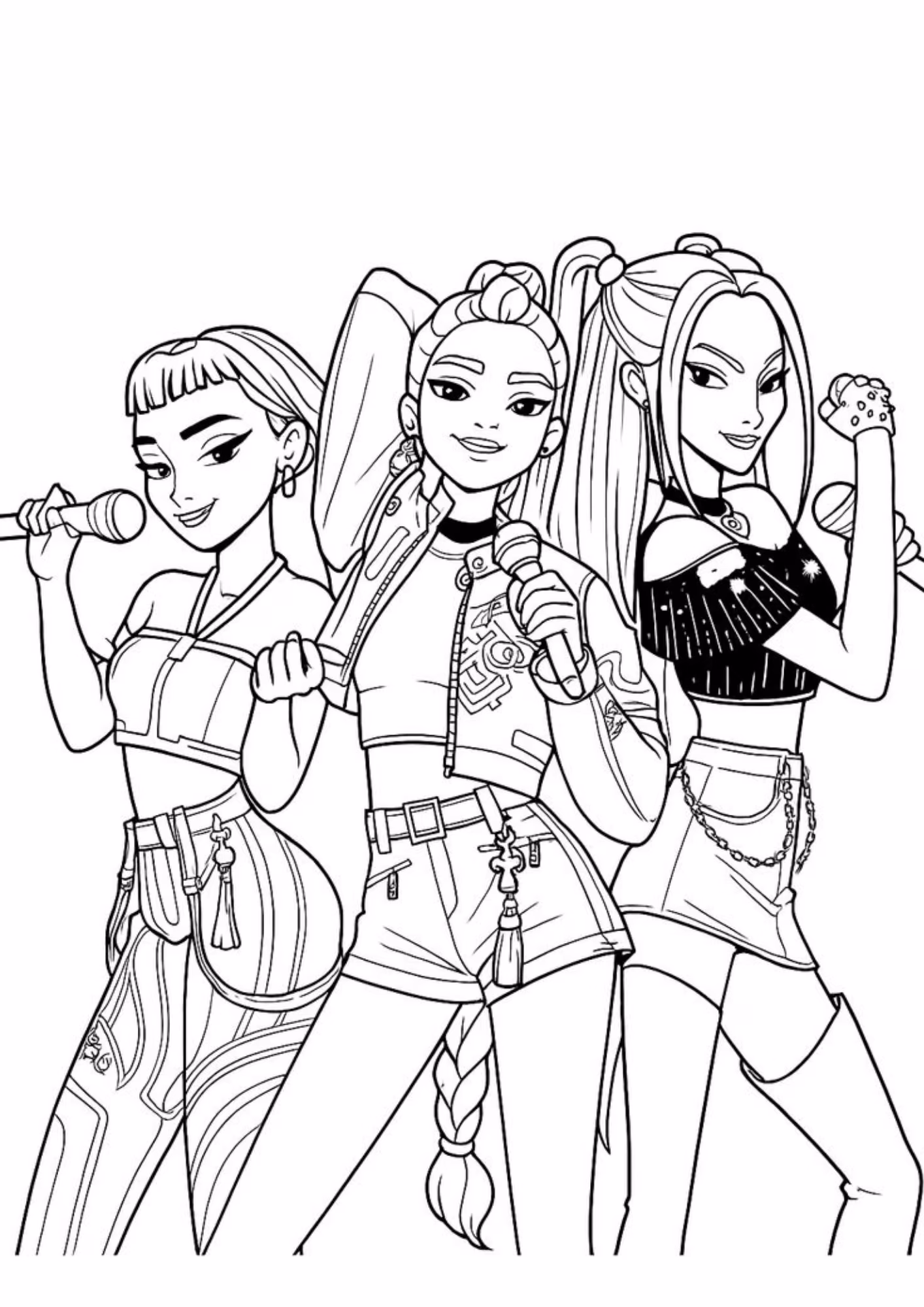 Guerreiras do kpop e para colorir — desenho para imprimir