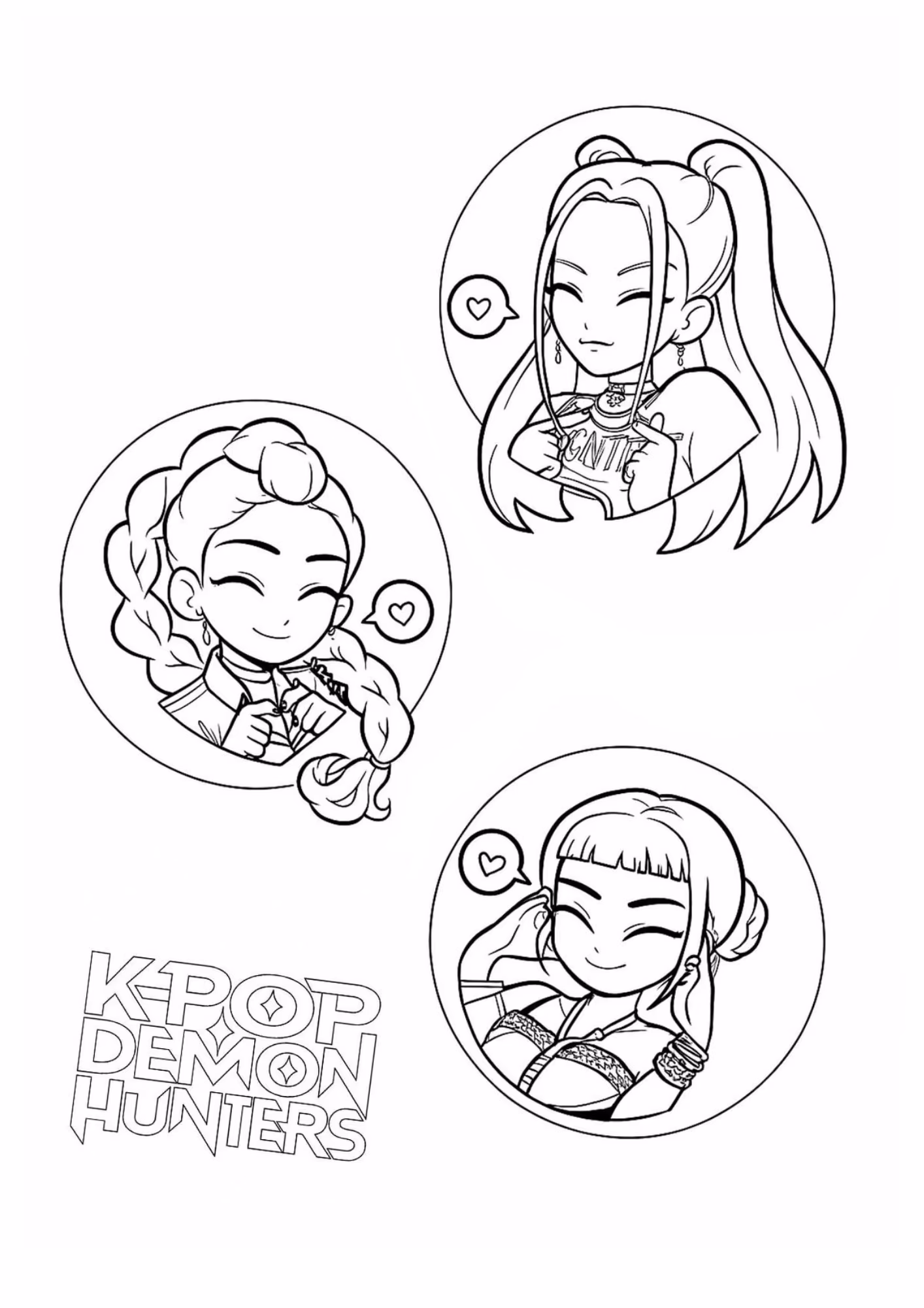 Guerreiras do kpop e para colorir — desenho para imprimir