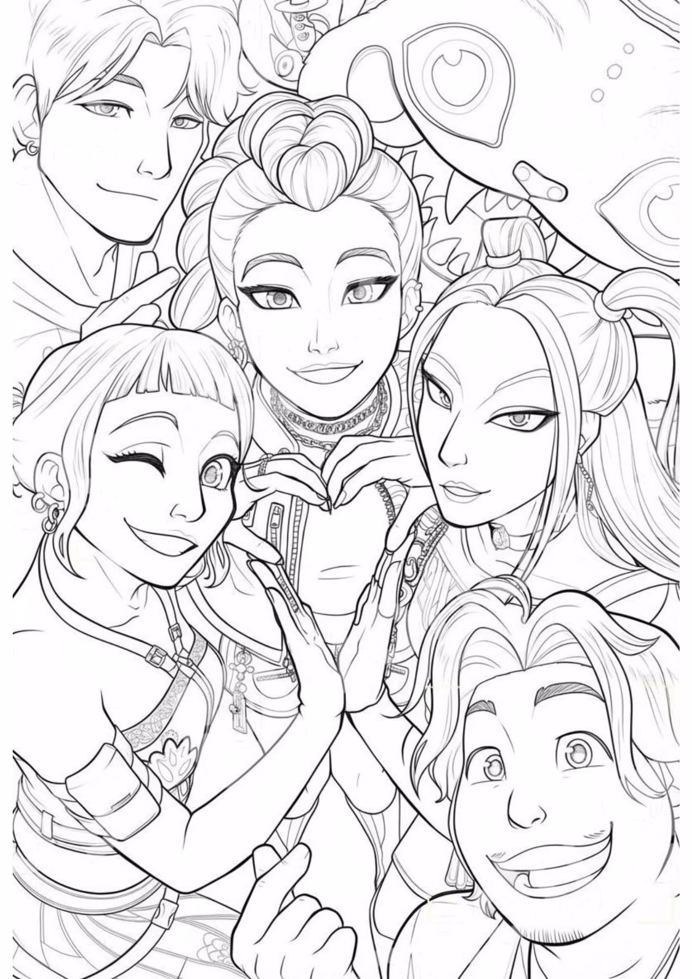 Guerreiras do kpop e para colorir — desenho para imprimir