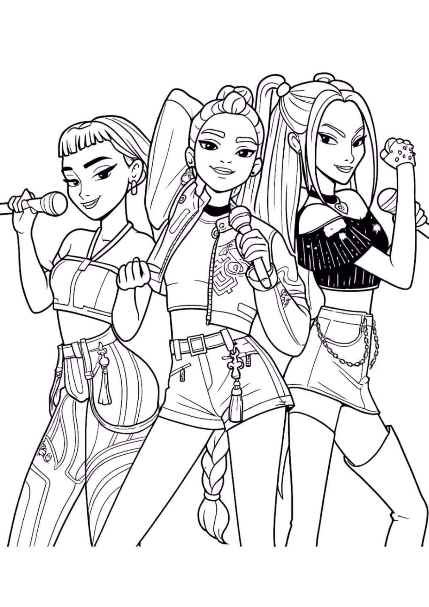 Guerreiras do kpop e para colorir — desenho para imprimir