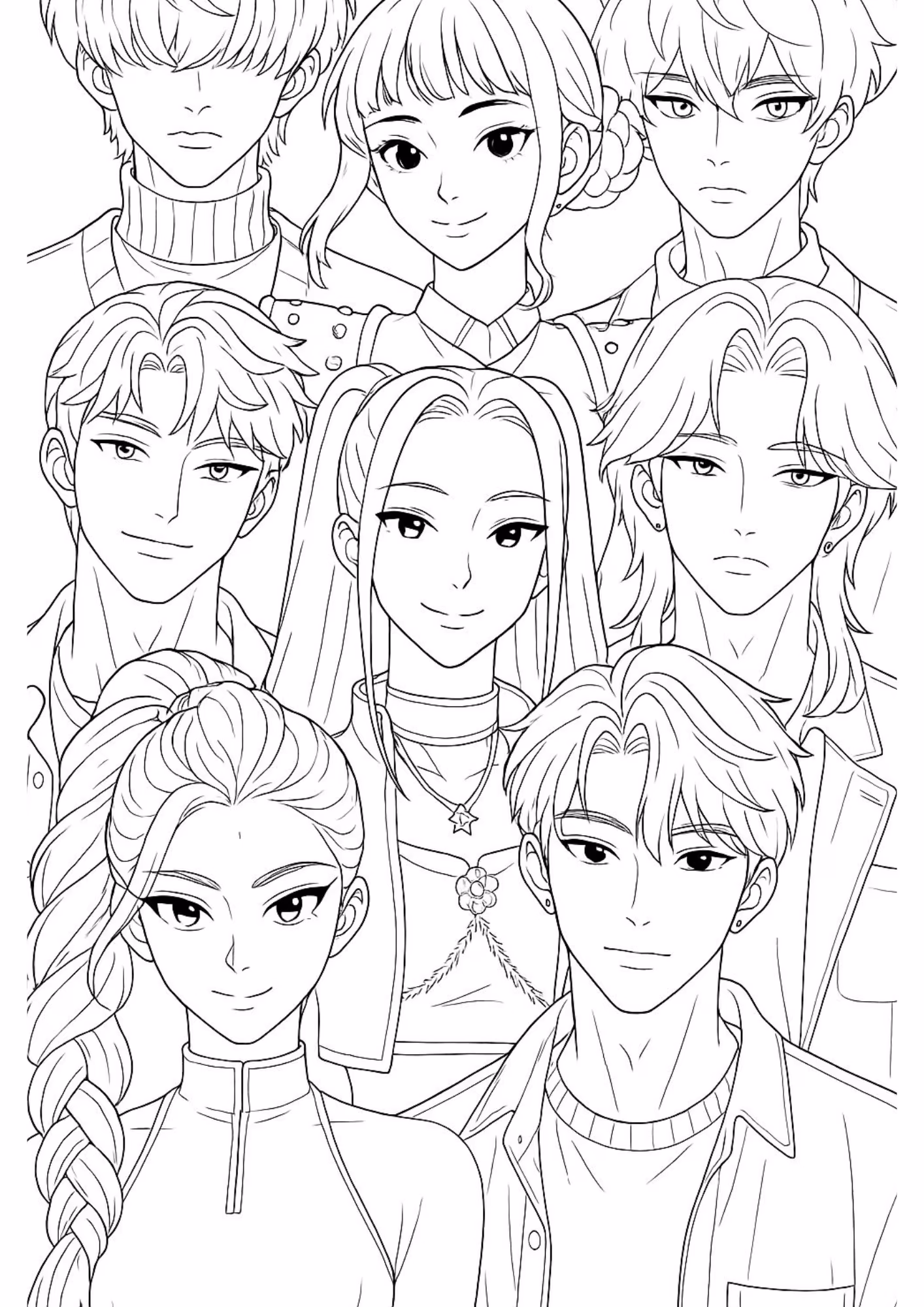 Guerreiras do kpop e para colorir — desenho para imprimir