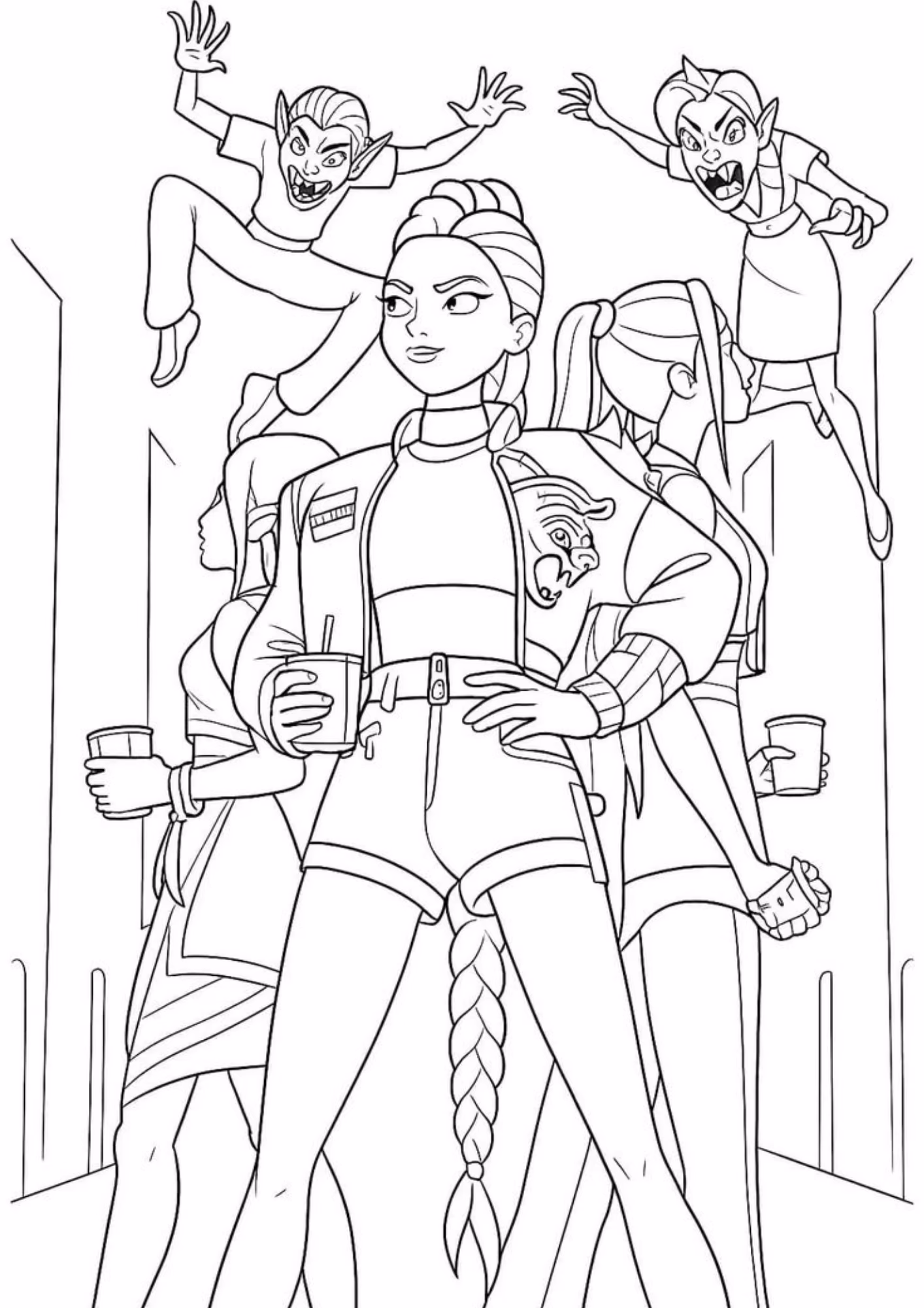 Guerreiras do kpop e para colorir — desenho para imprimir