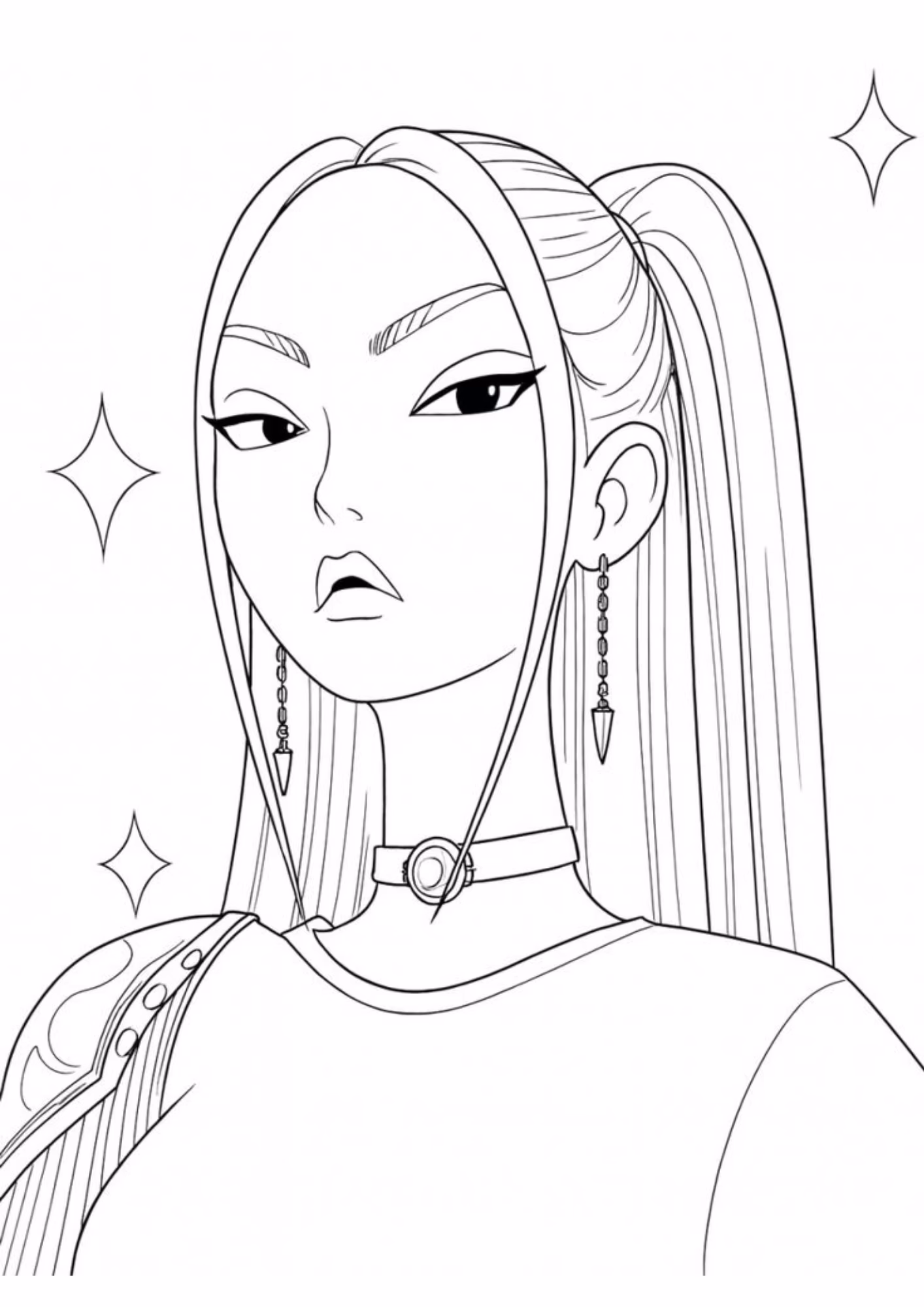 Guerreiras do kpop e para colorir — desenho para imprimir