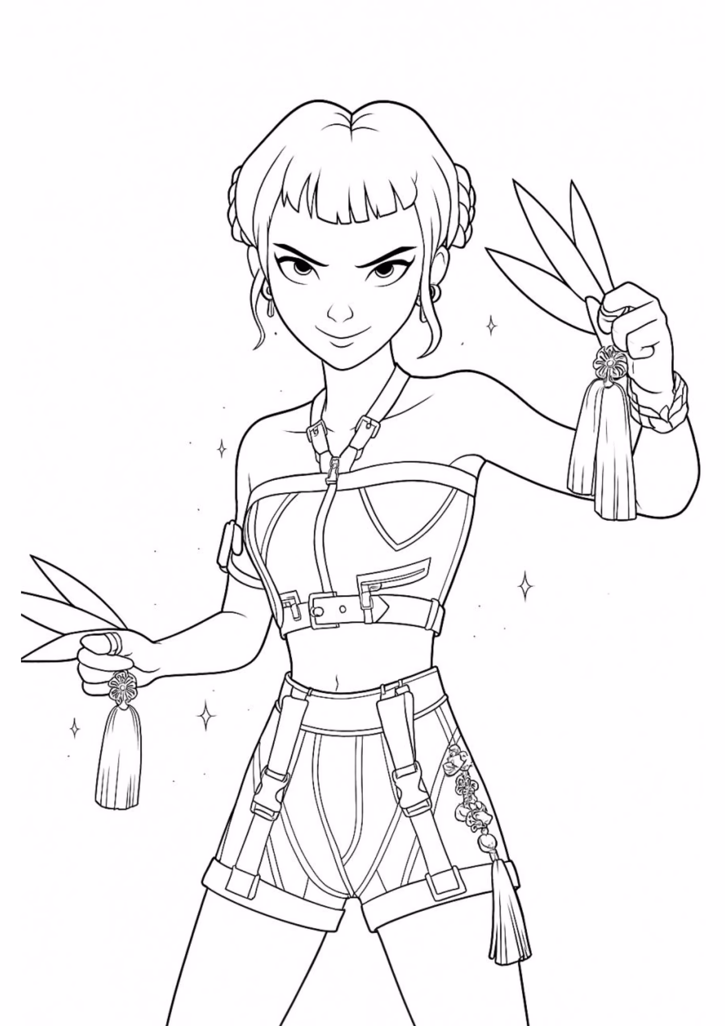 Guerreiras do kpop e para colorir — desenho para imprimir