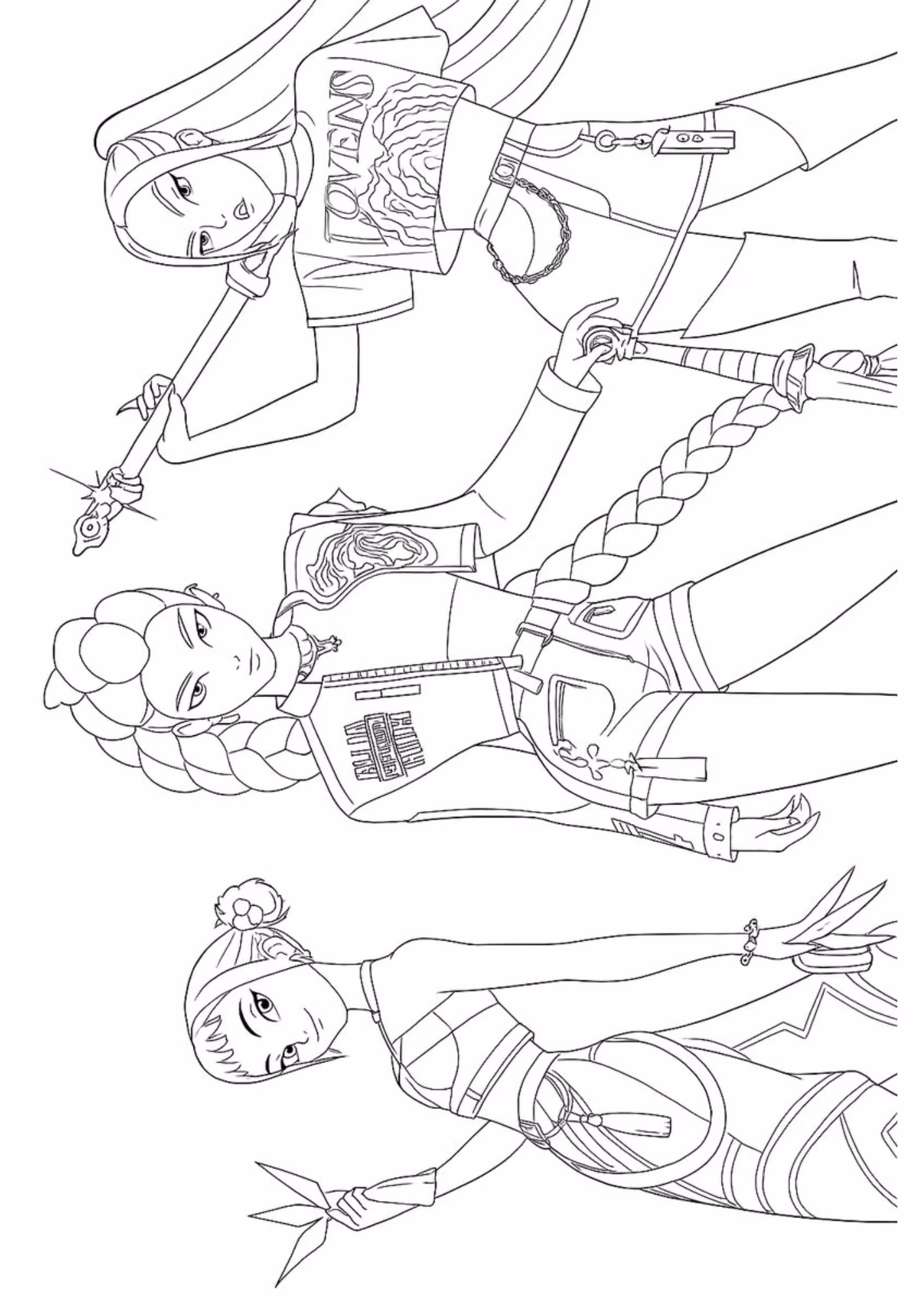Guerreiras do kpop e para colorir — desenho para imprimir