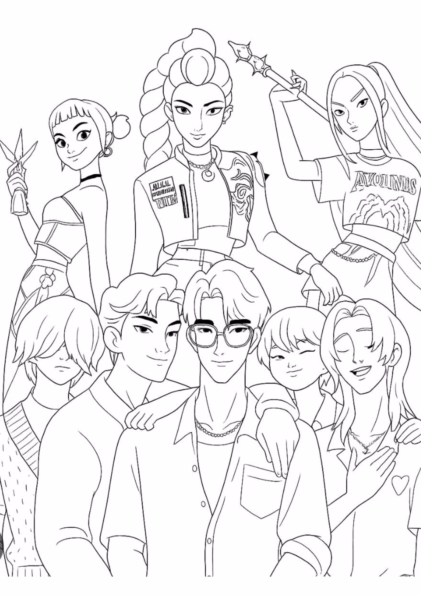 Guerreiras do kpop e para colorir — desenho para imprimir