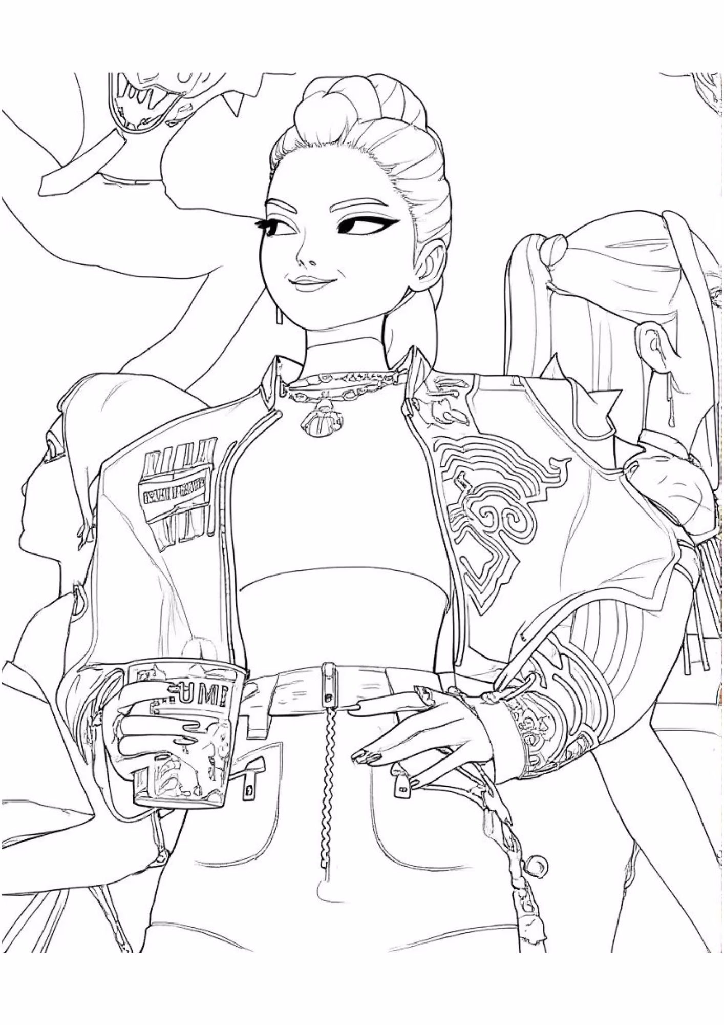 Guerreiras do kpop e para colorir — desenho para imprimir