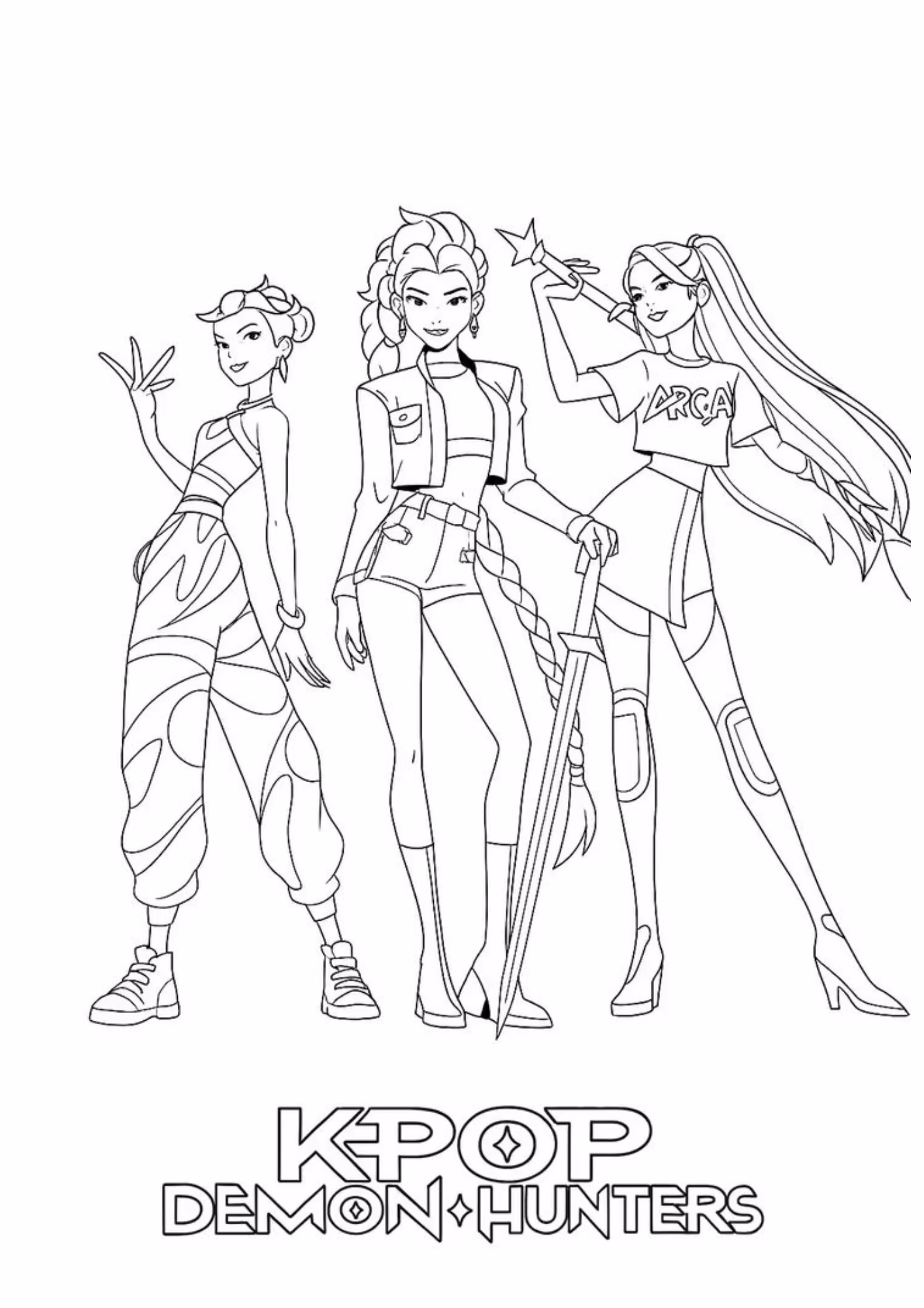 Guerreiras do kpop e para colorir — desenho para imprimir