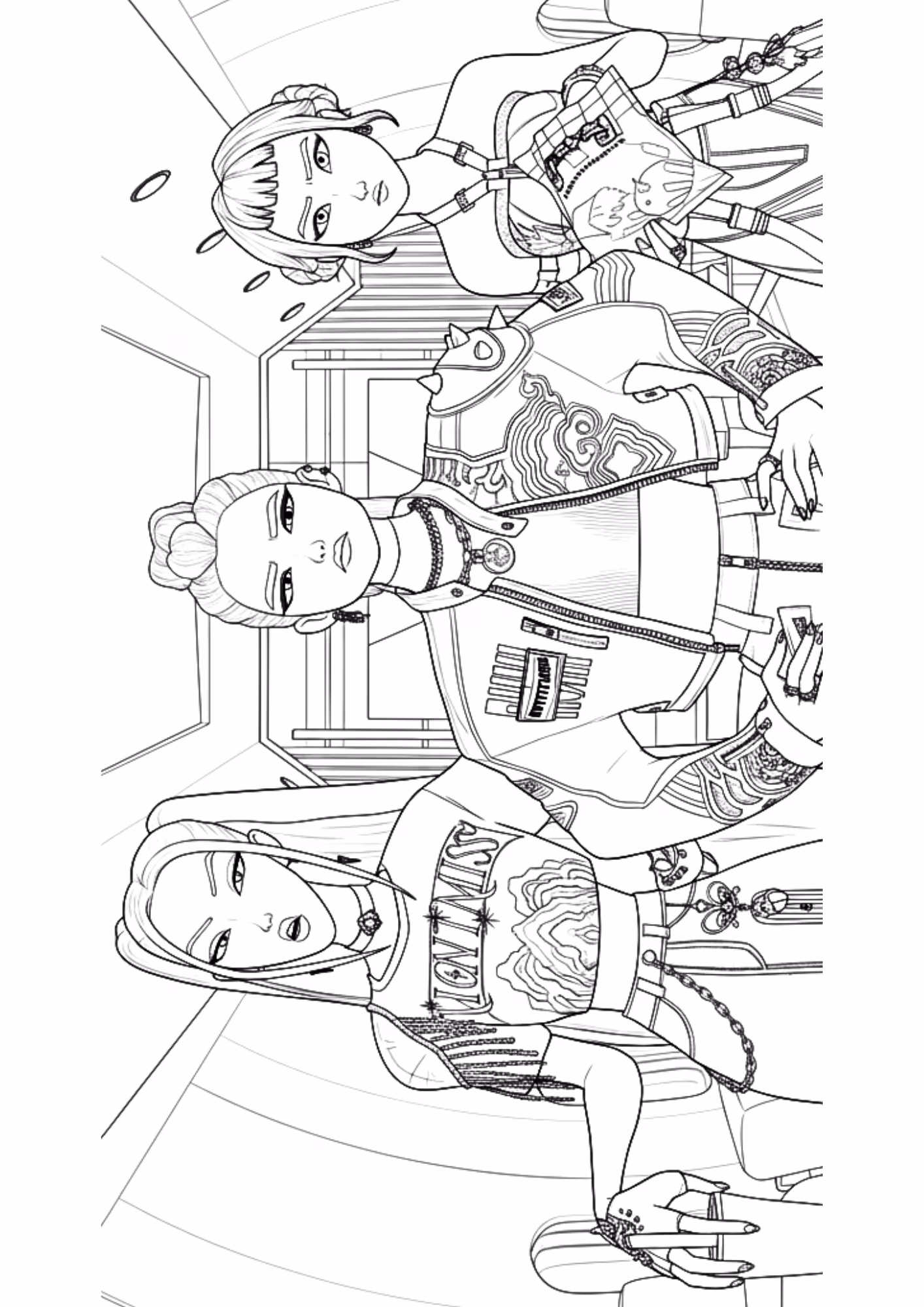 Guerreiras do kpop e para colorir — desenho para imprimir