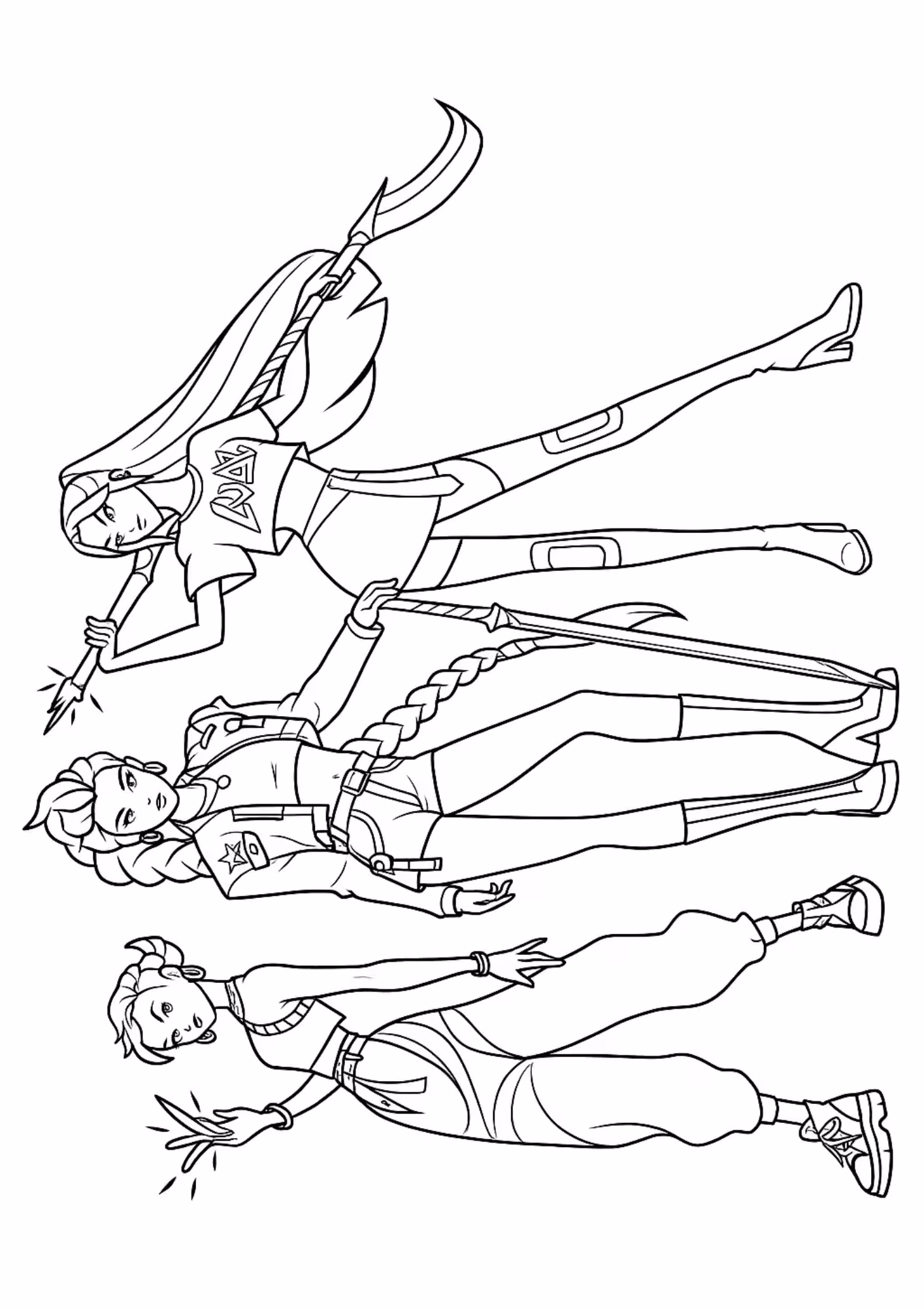 Guerreiras do kpop e para colorir — desenho para imprimir