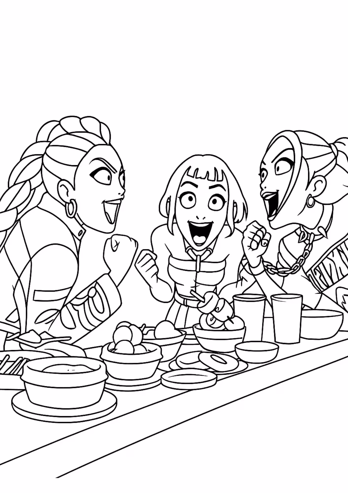 Guerreiras do kpop e para colorir — desenho para imprimir