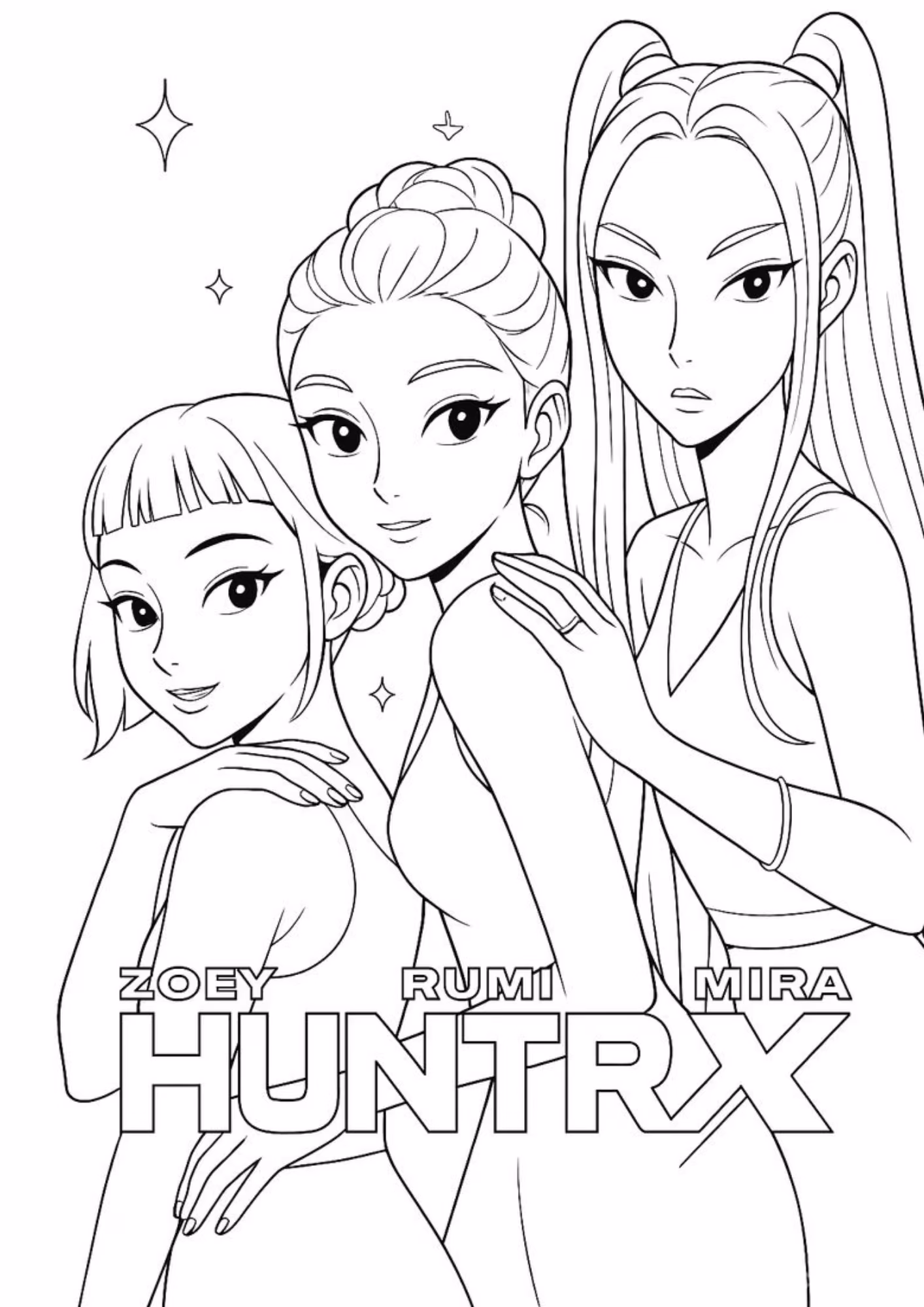 Guerreiras do kpop e para colorir — desenho para imprimir