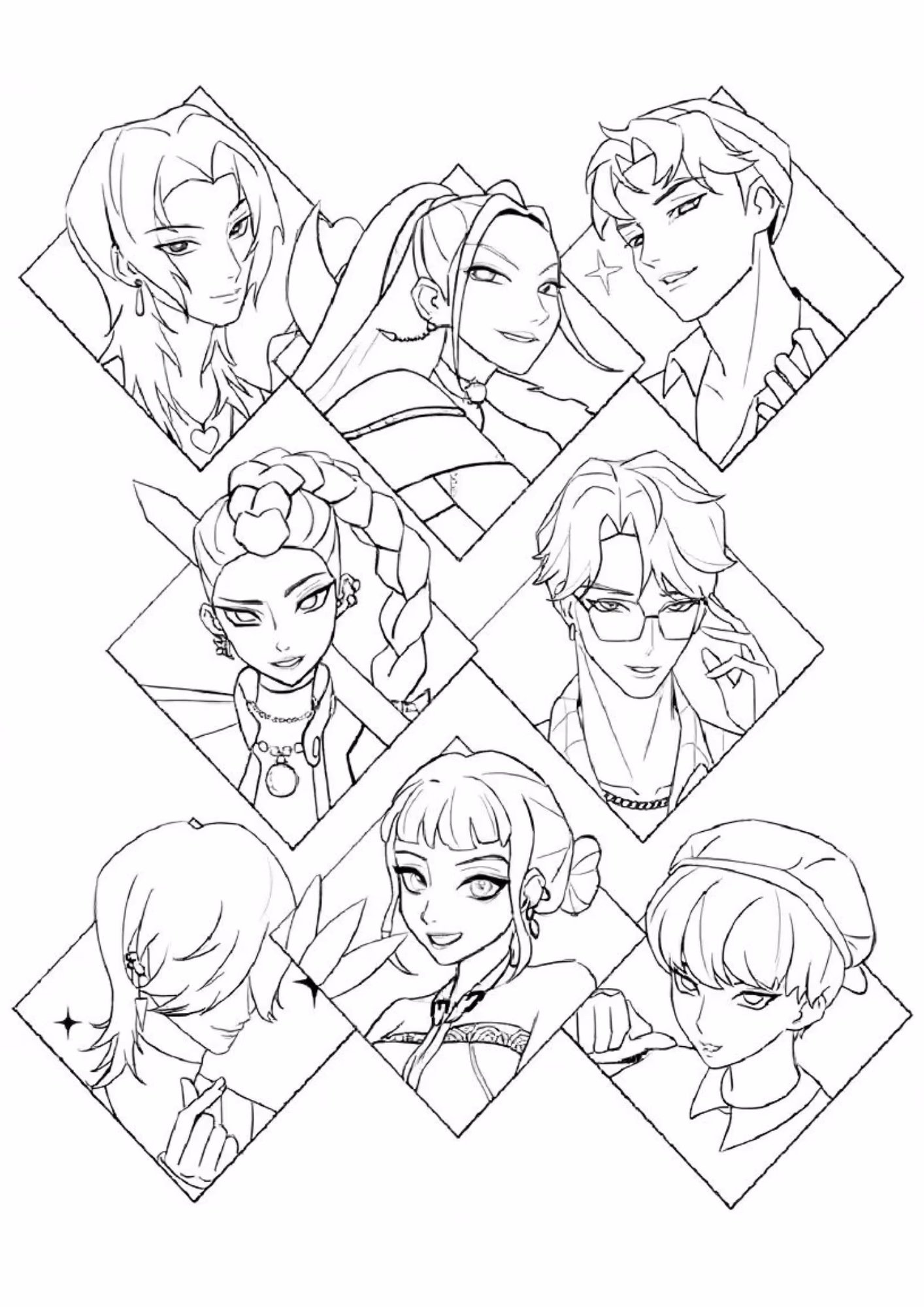Guerreiras do kpop e para colorir — desenho para imprimir