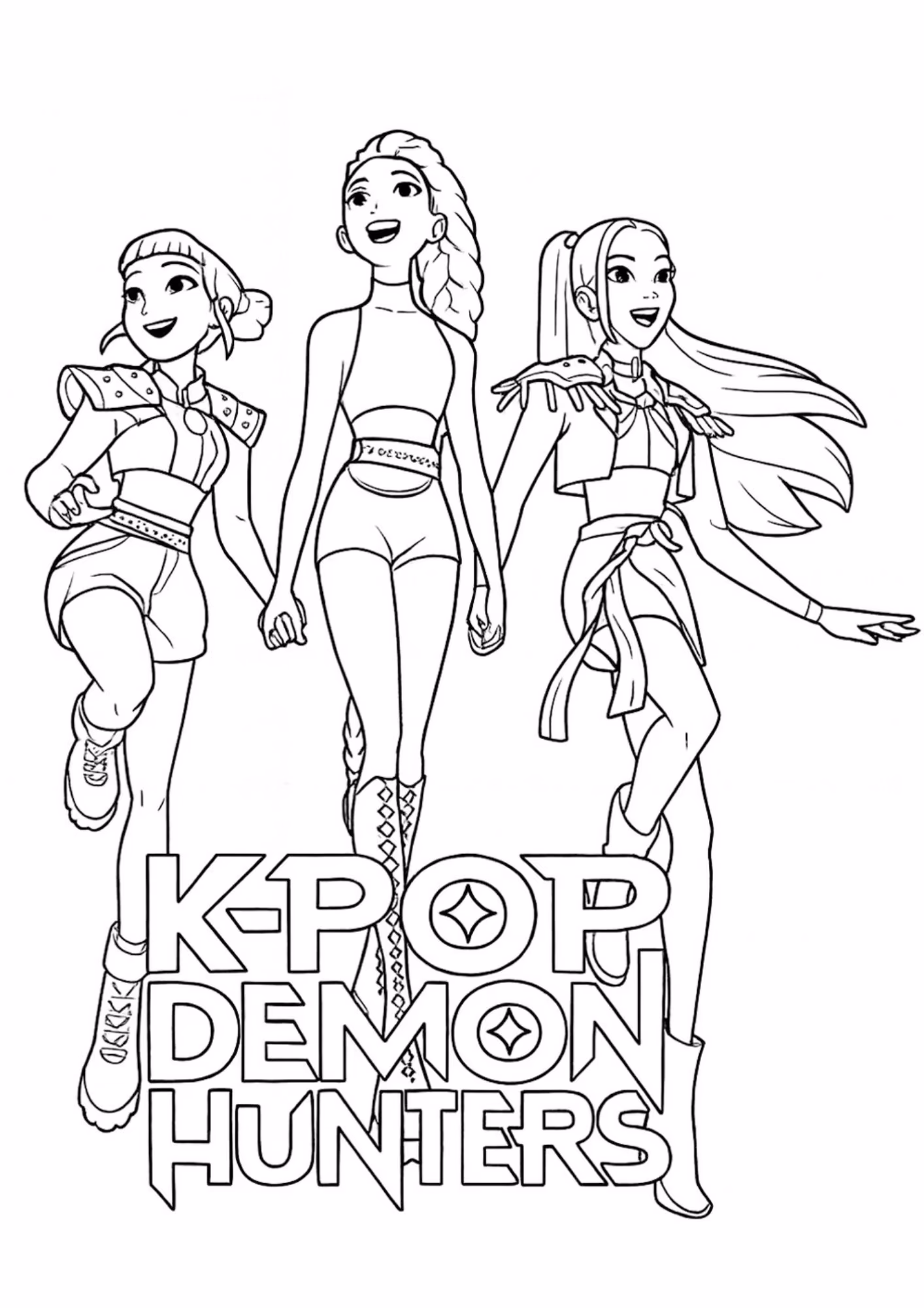 Guerreiras do kpop e para colorir — desenho para imprimir