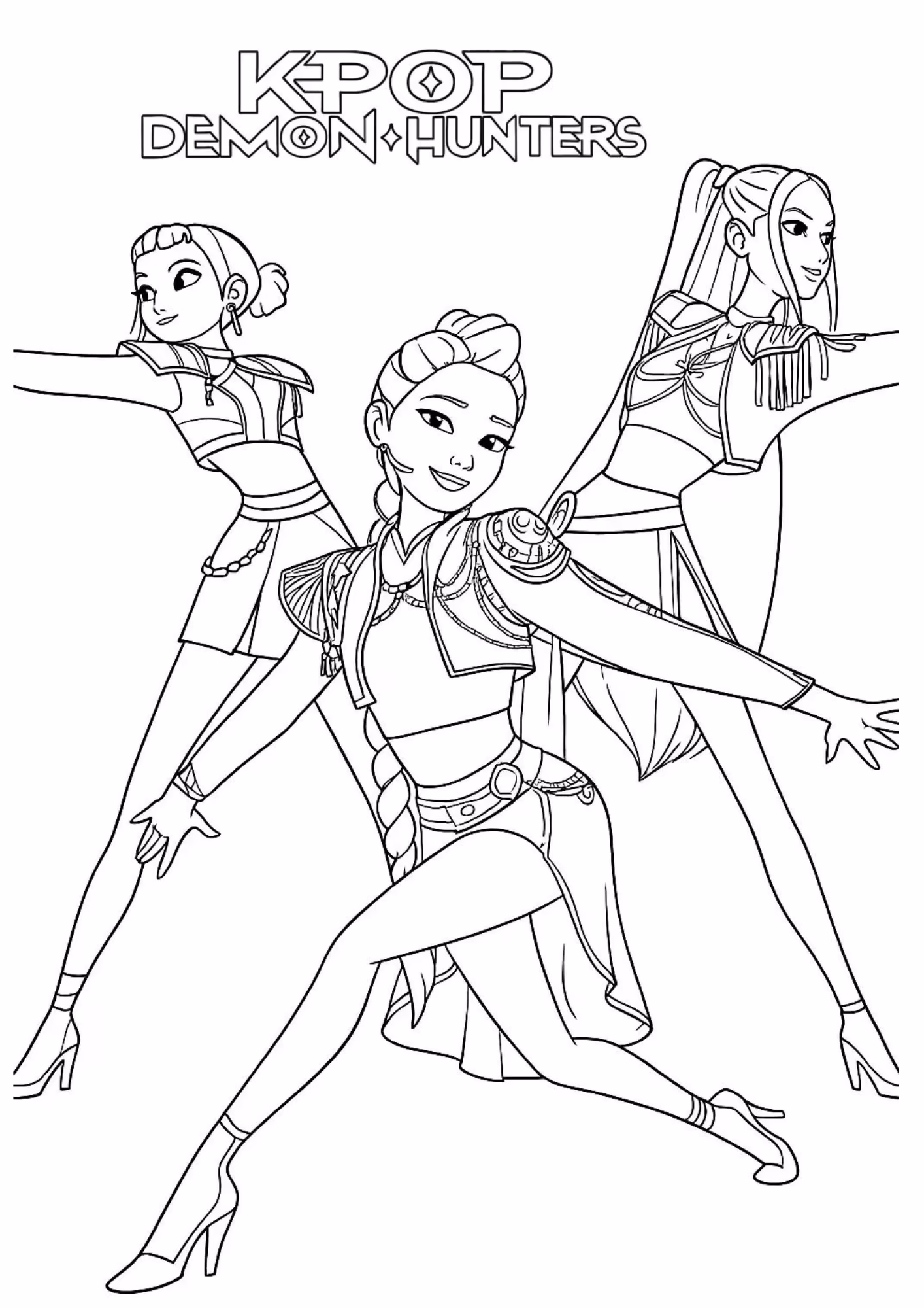 Guerreiras do kpop e para colorir — desenho para imprimir