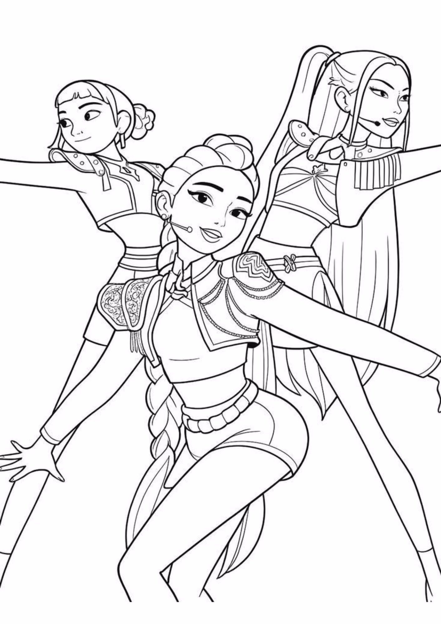 Guerreiras do kpop e para colorir — desenho para imprimir