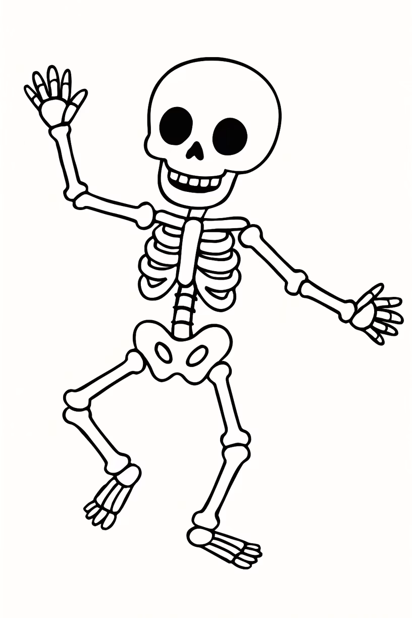 Halloween esqueleto para colorir — desenho para imprimir