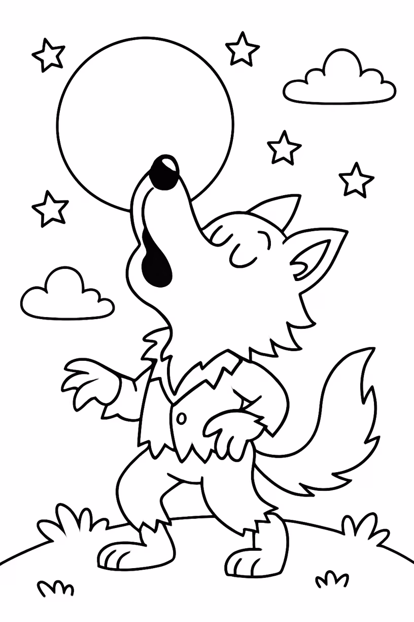Halloween lobo para colorir — desenho para imprimir