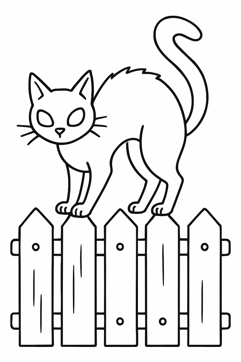 Halloween gato preto para colorir — desenho para imprimir