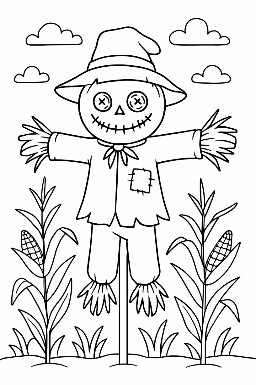 Halloween espantalho para colorir — desenho para imprimir