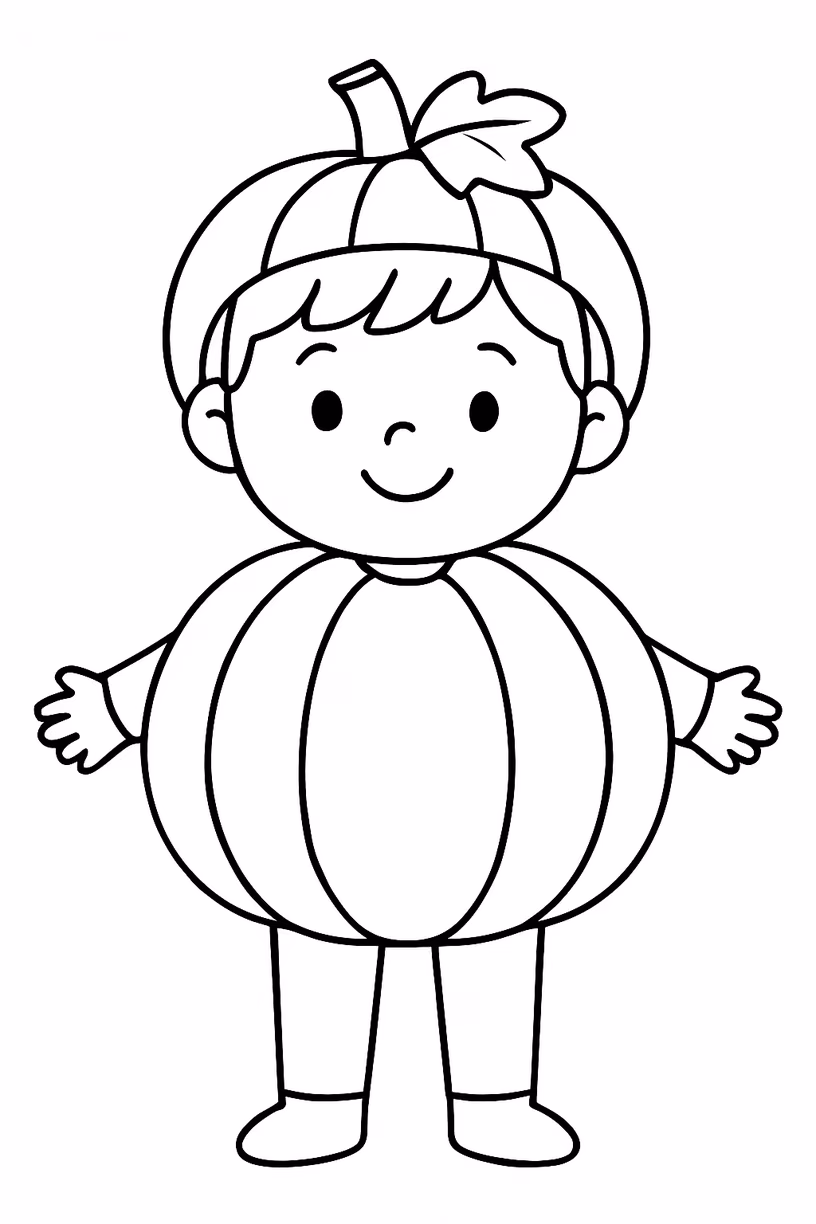 Halloween fantasia crianca para colorir — desenho para imprimir