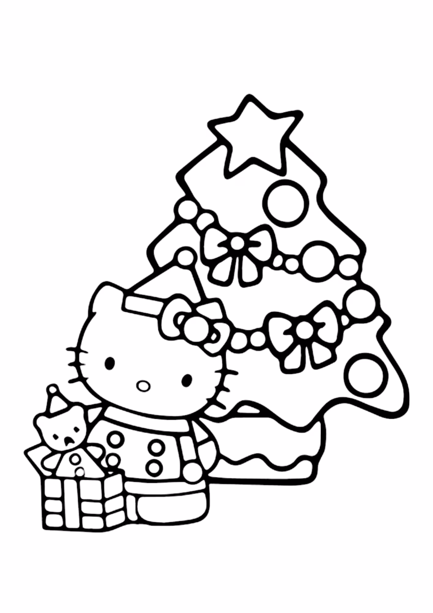 Arvore de natal e para colorir — desenho para imprimir