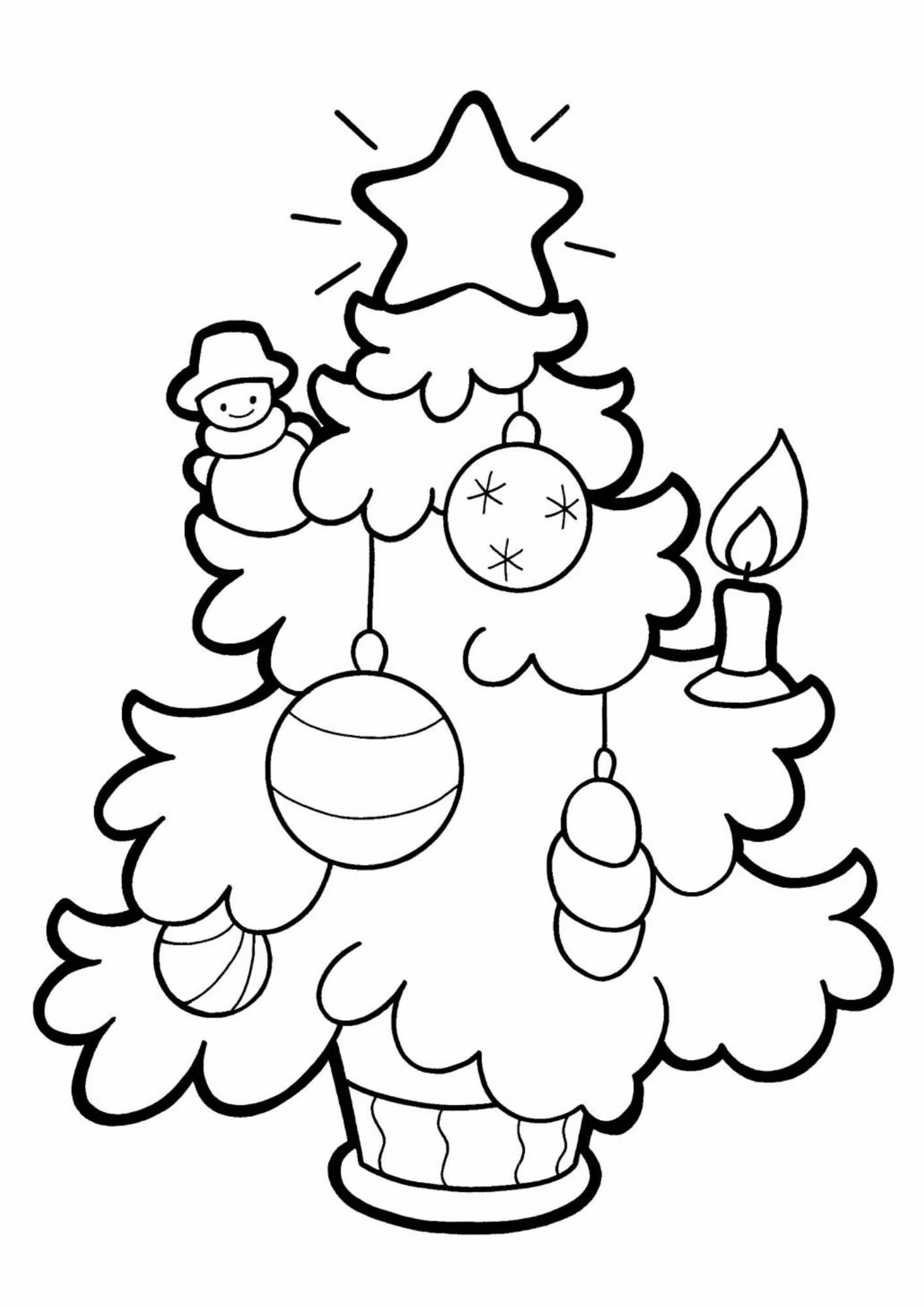 Arvore de natal e para colorir — desenho para imprimir