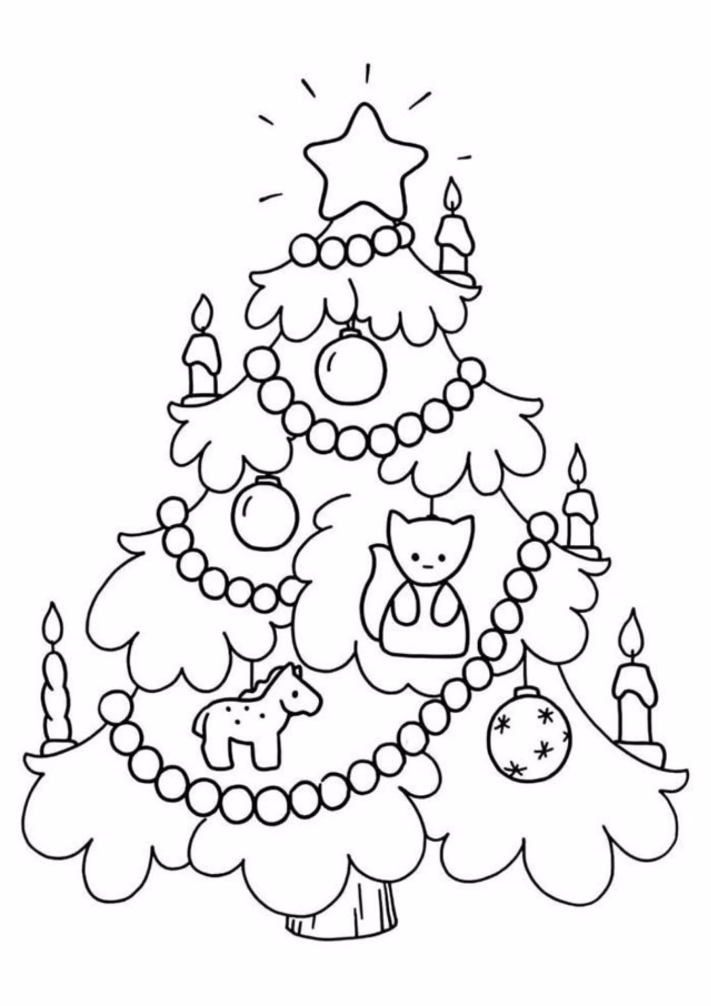 Arvore de natal e para colorir — desenho para imprimir