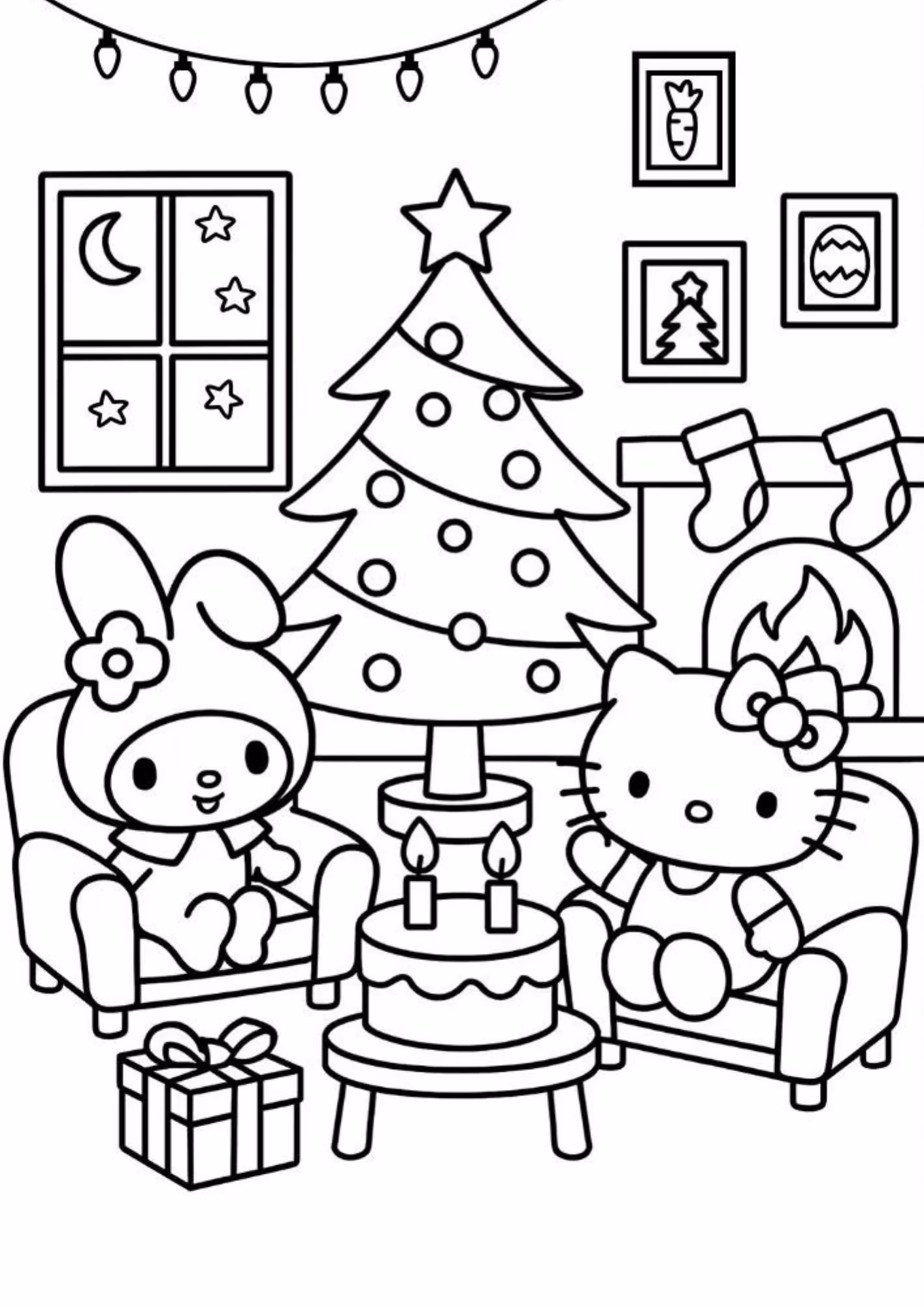 Arvore de natal e para colorir — desenho para imprimir