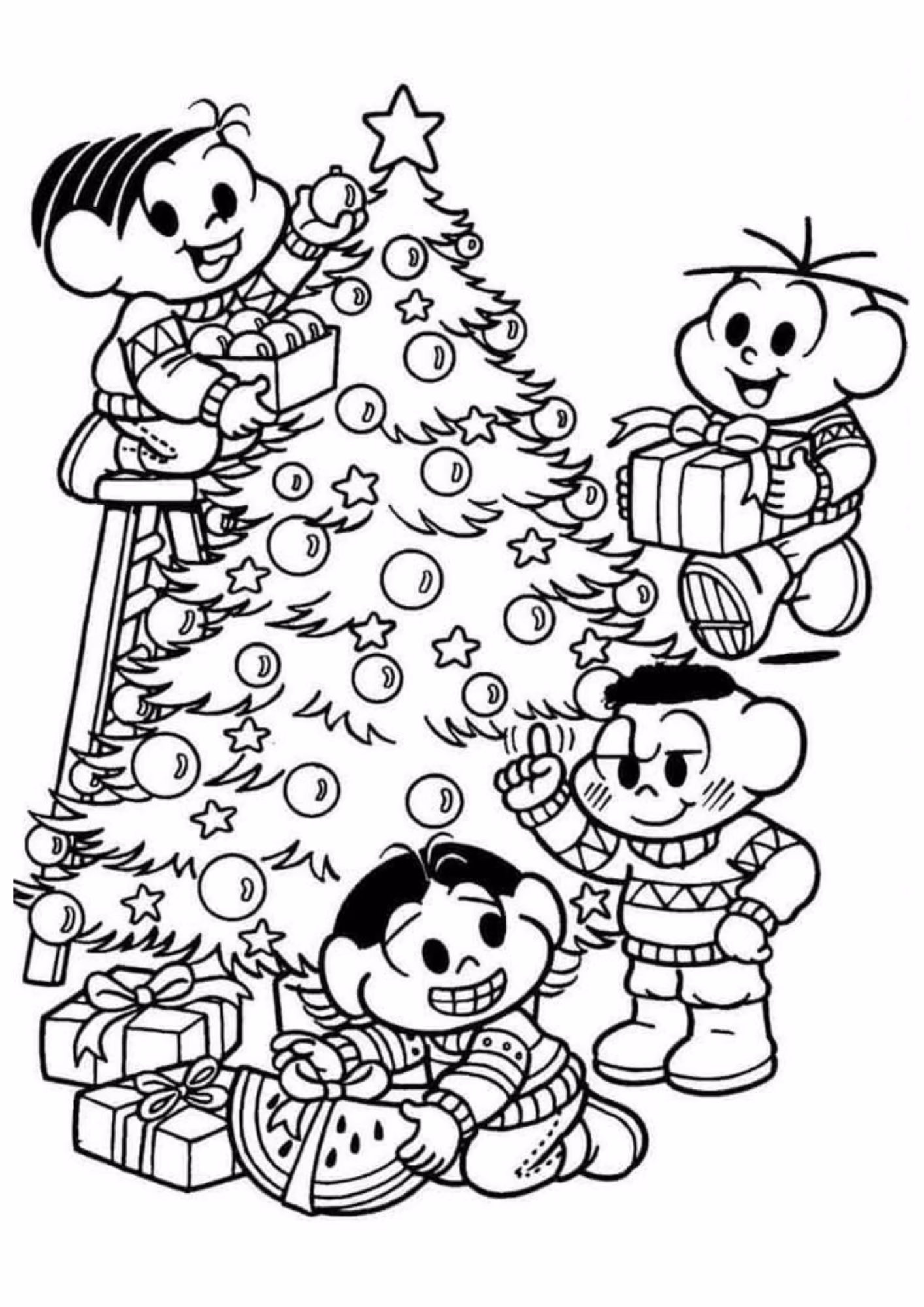 Arvore de natal e para colorir — desenho para imprimir