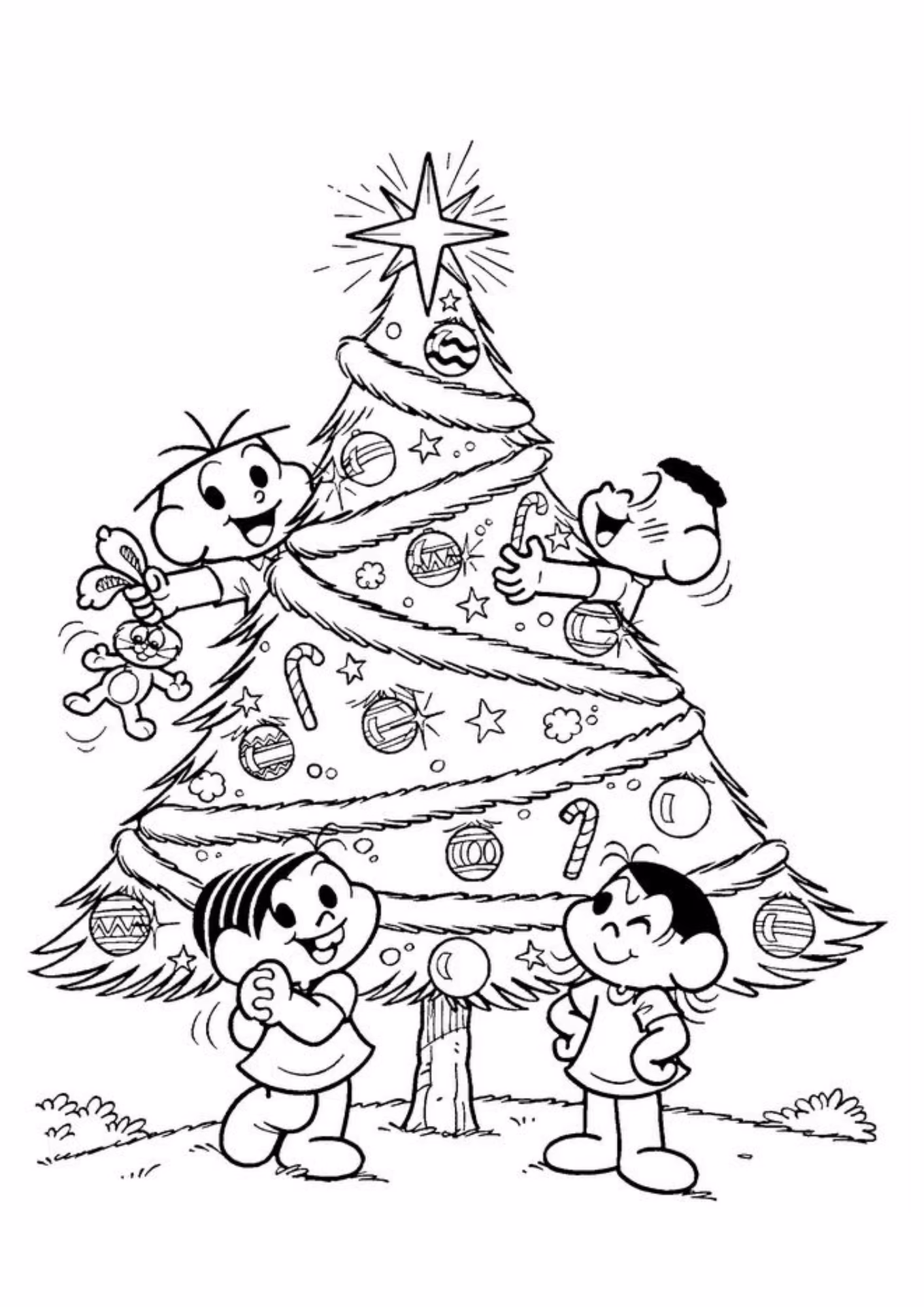 Arvore de natal e para colorir — desenho para imprimir