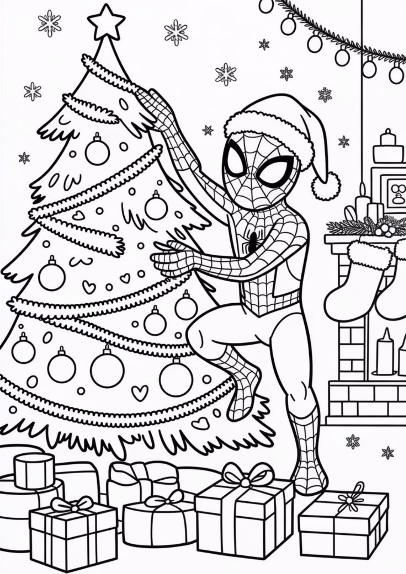 Arvore de natal e para colorir — desenho para imprimir