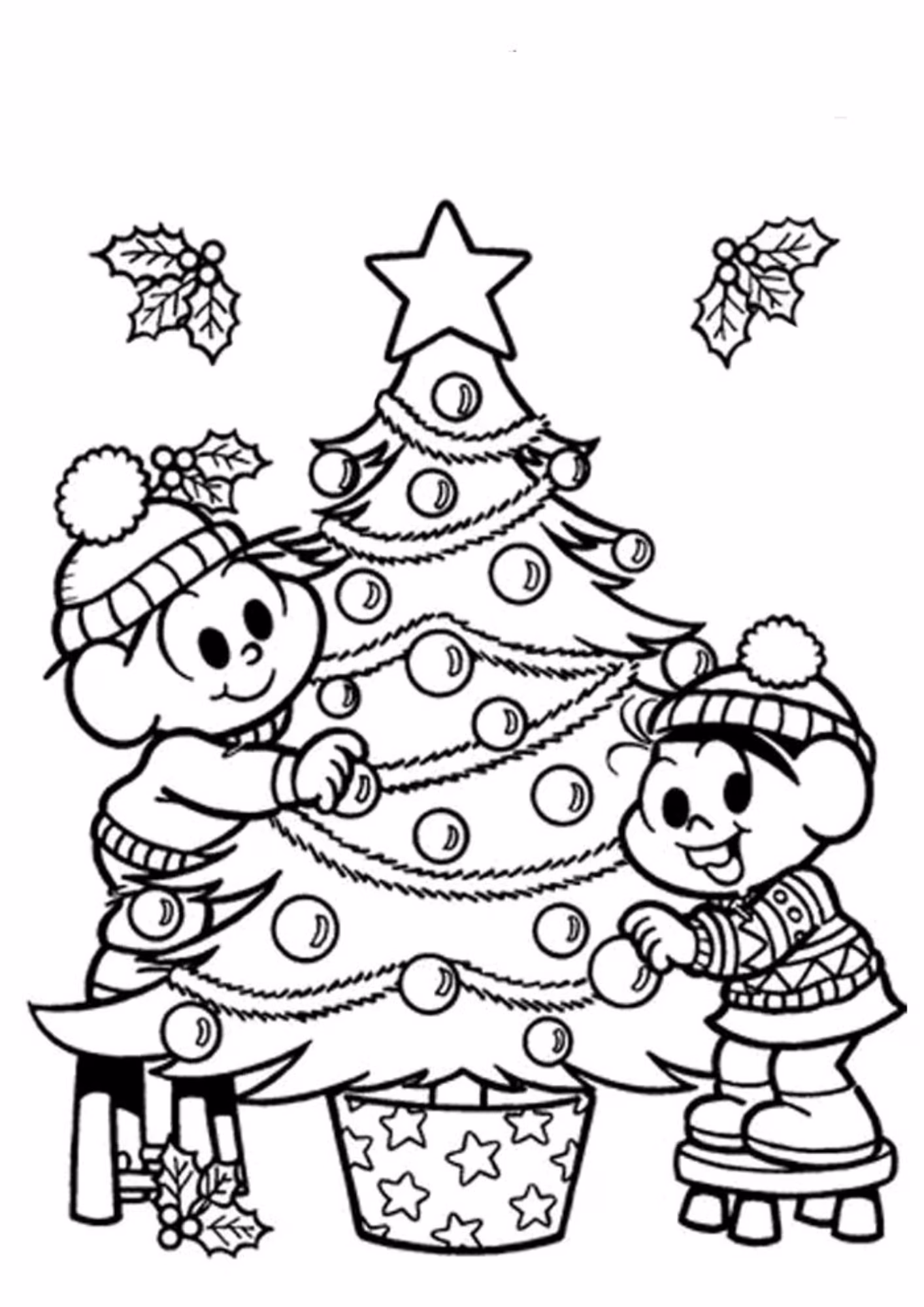 Arvore de natal e para colorir — desenho para imprimir
