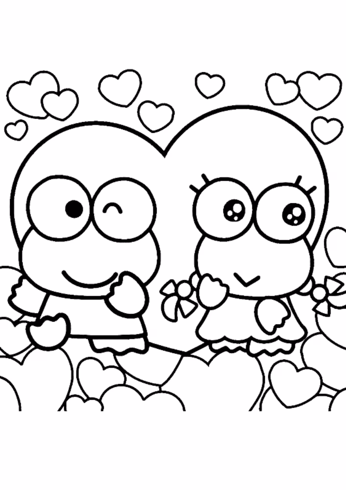 Keroppi e para colorir — desenho para imprimir