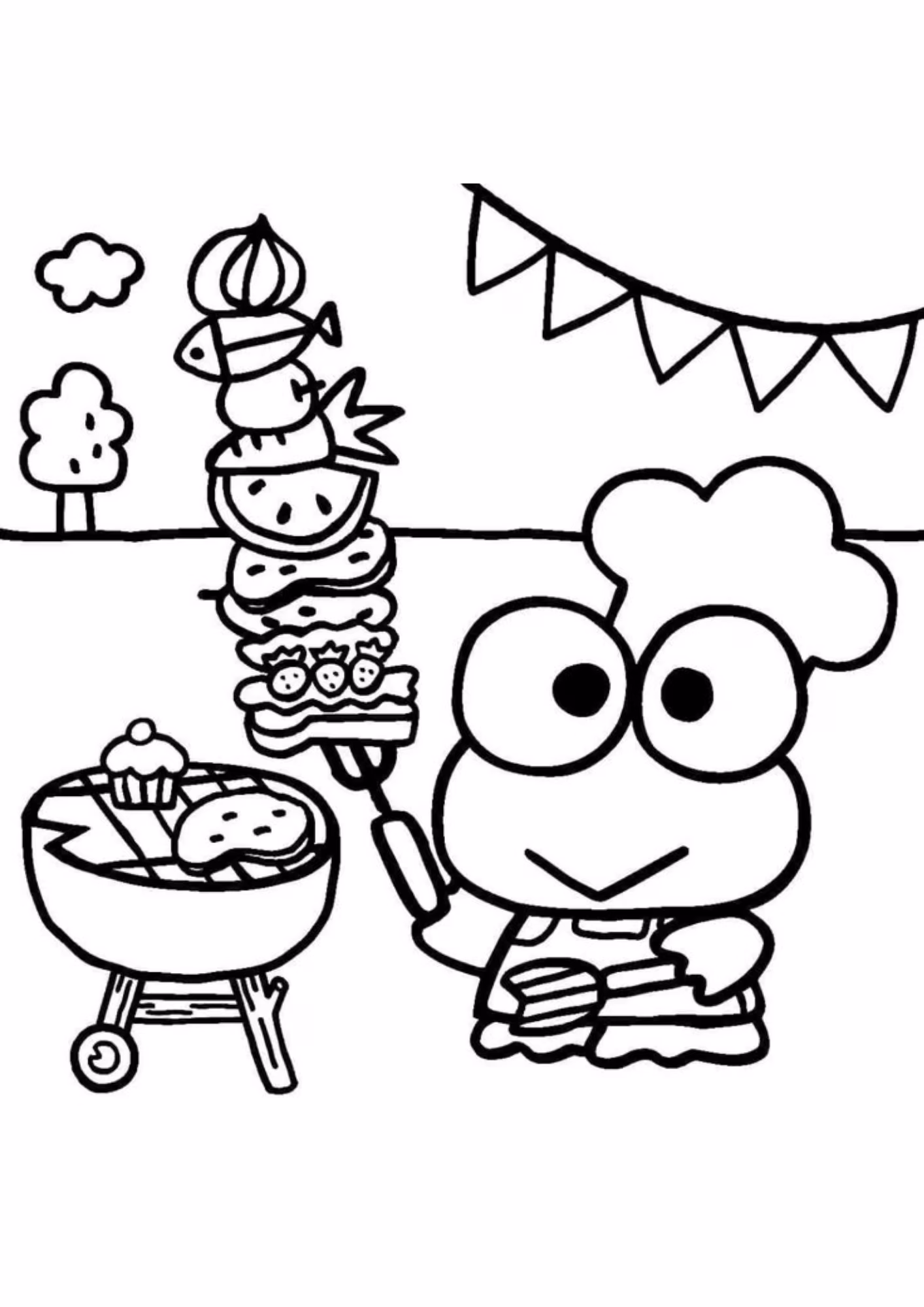 Keroppi e para colorir — desenho para imprimir