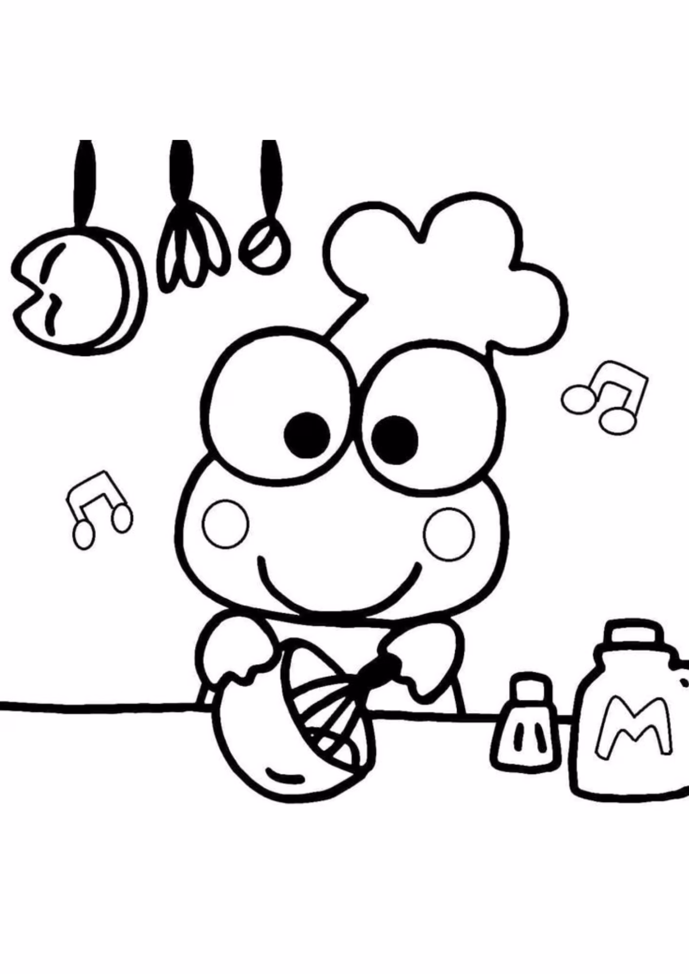 Keroppi e para colorir — desenho para imprimir