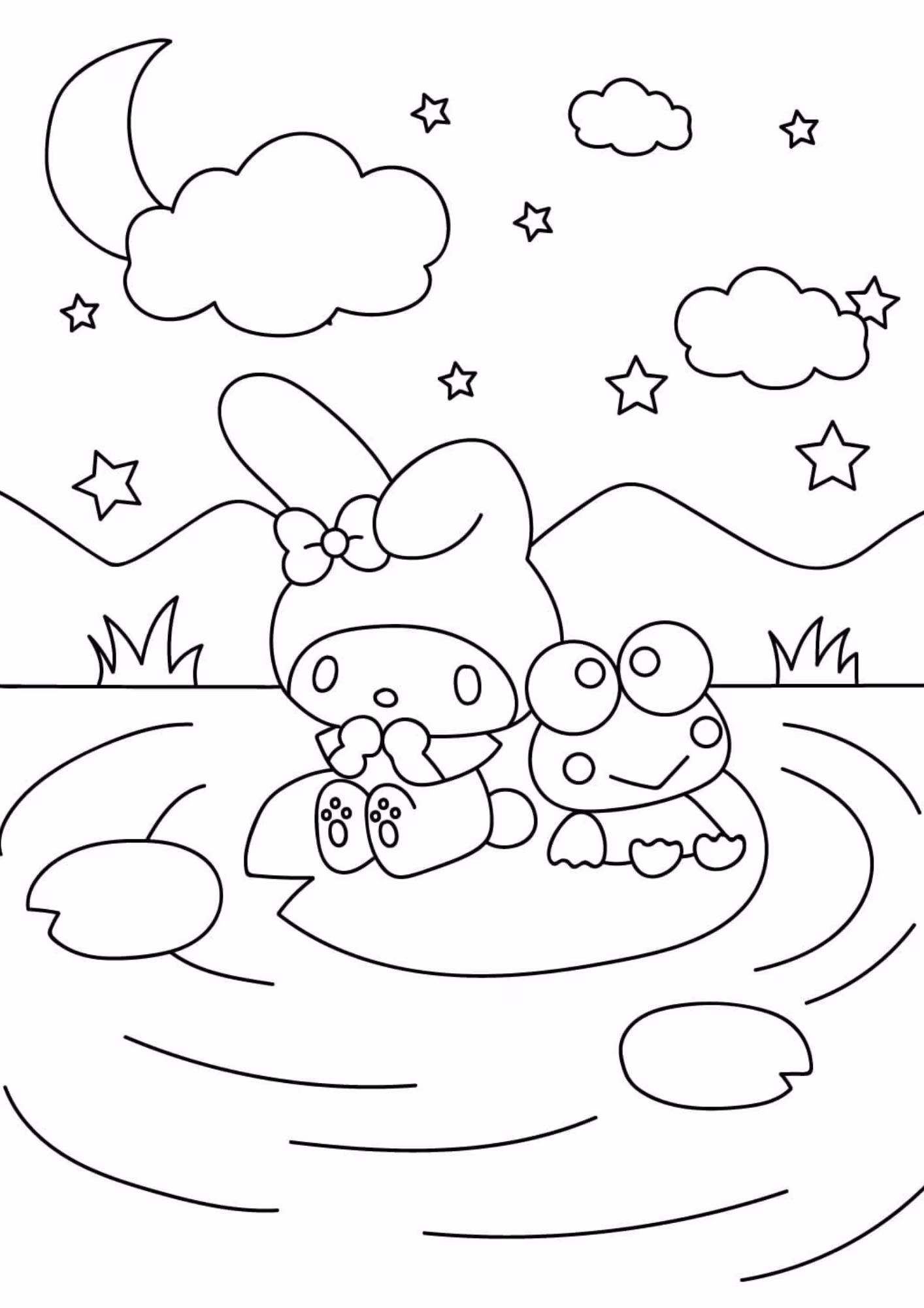 Keroppi e para colorir — desenho para imprimir