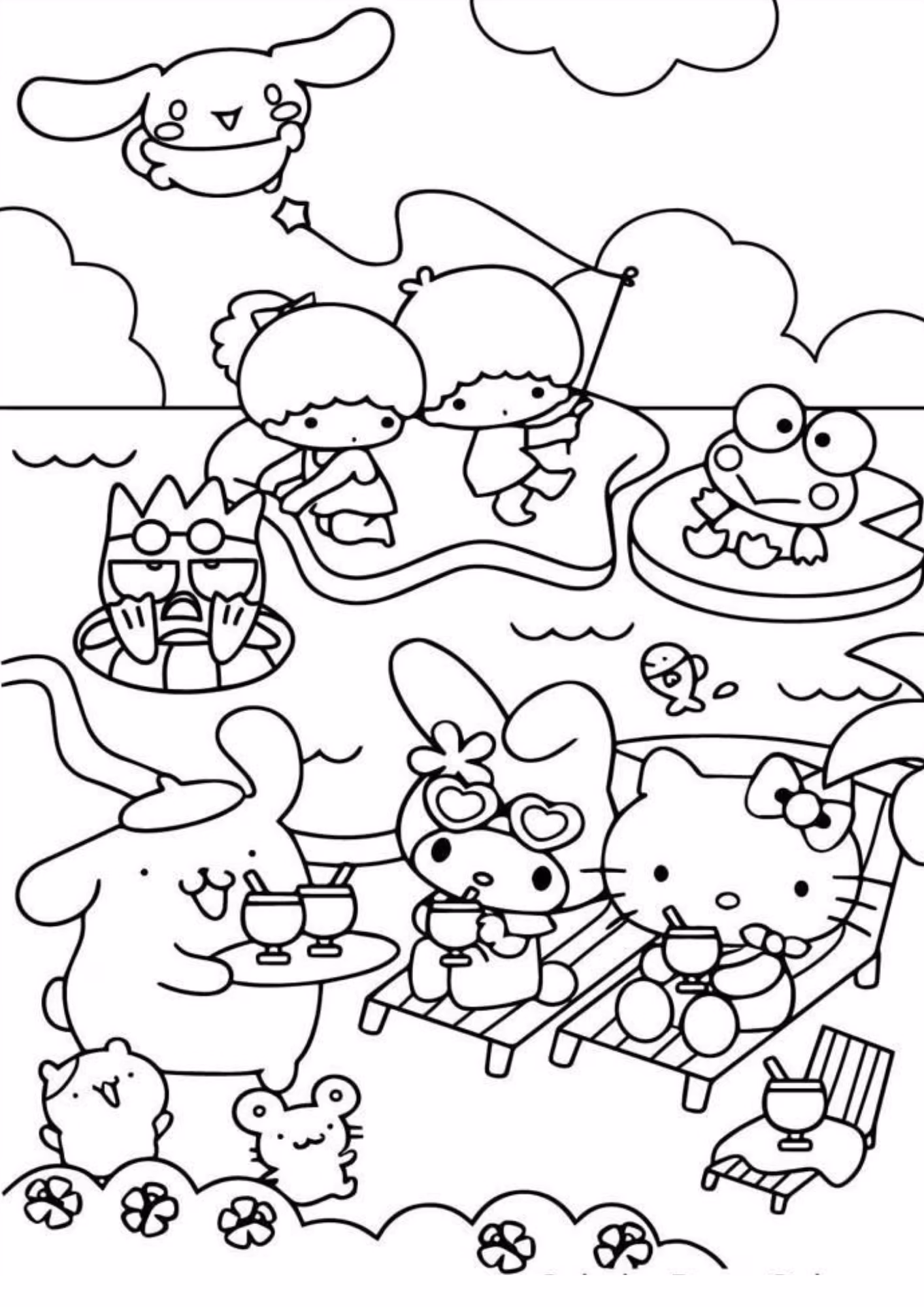 Keroppi e para colorir — desenho para imprimir