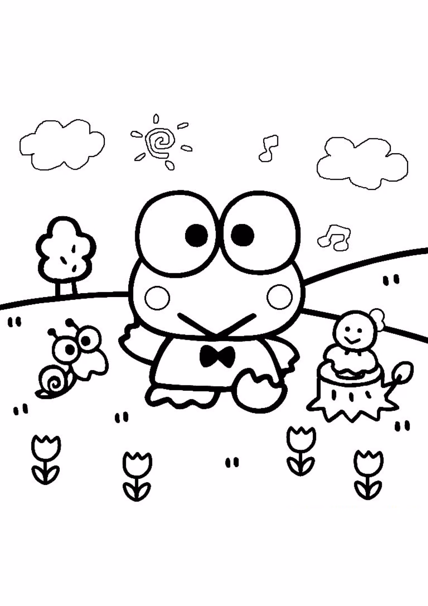 Keroppi e para colorir — desenho para imprimir